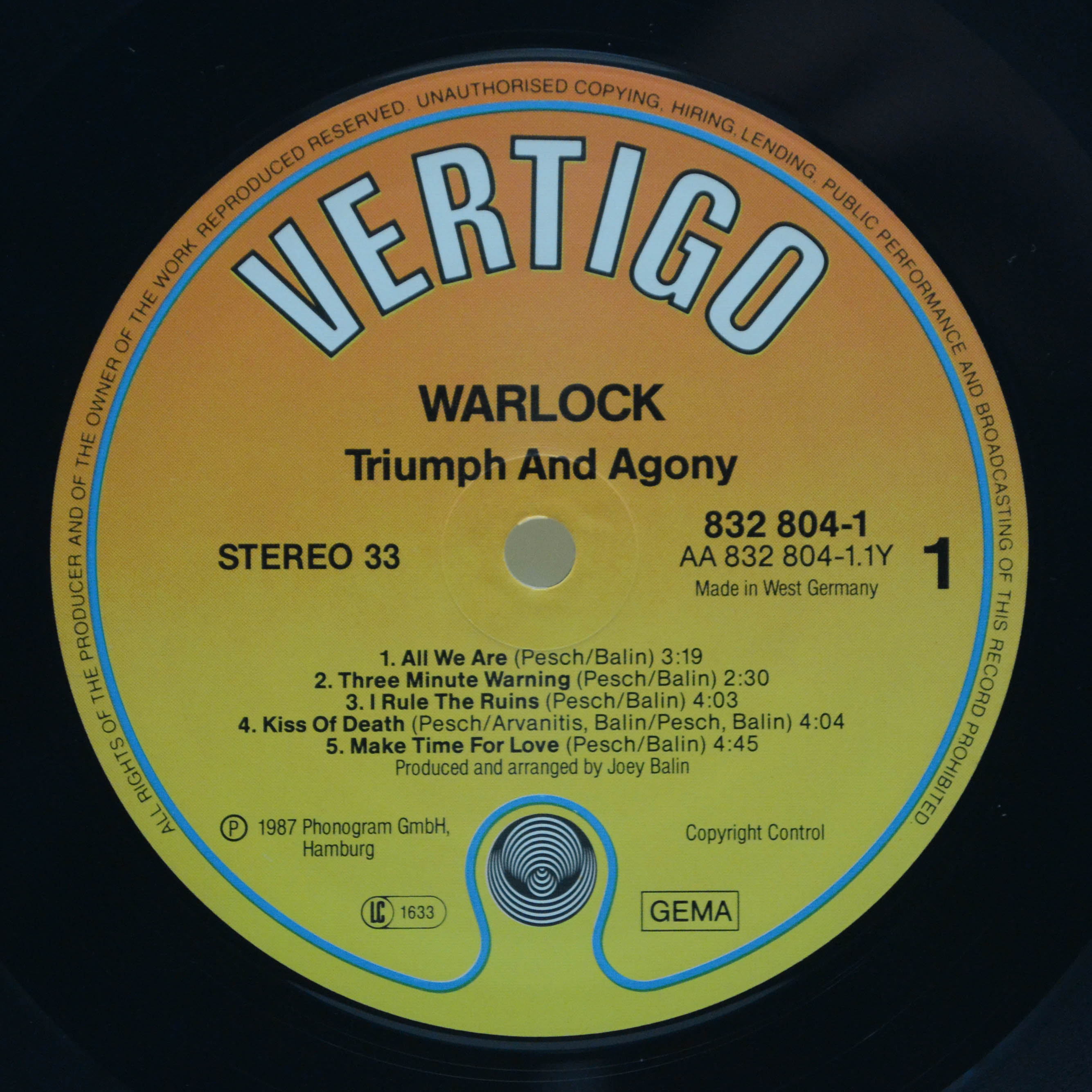 Warlock — Triumph And Agony, 1987