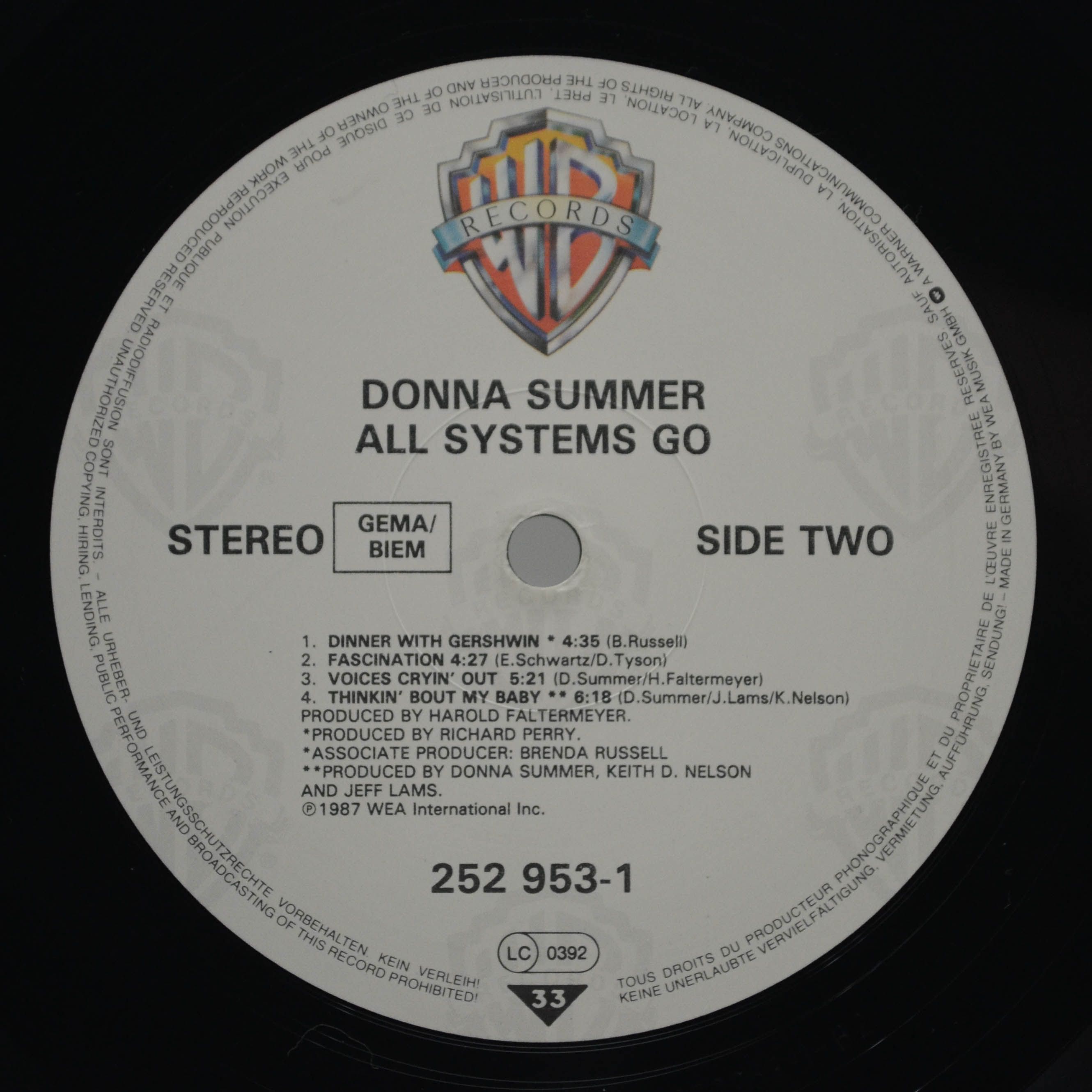Donna Summer — All Systems Go, 1987