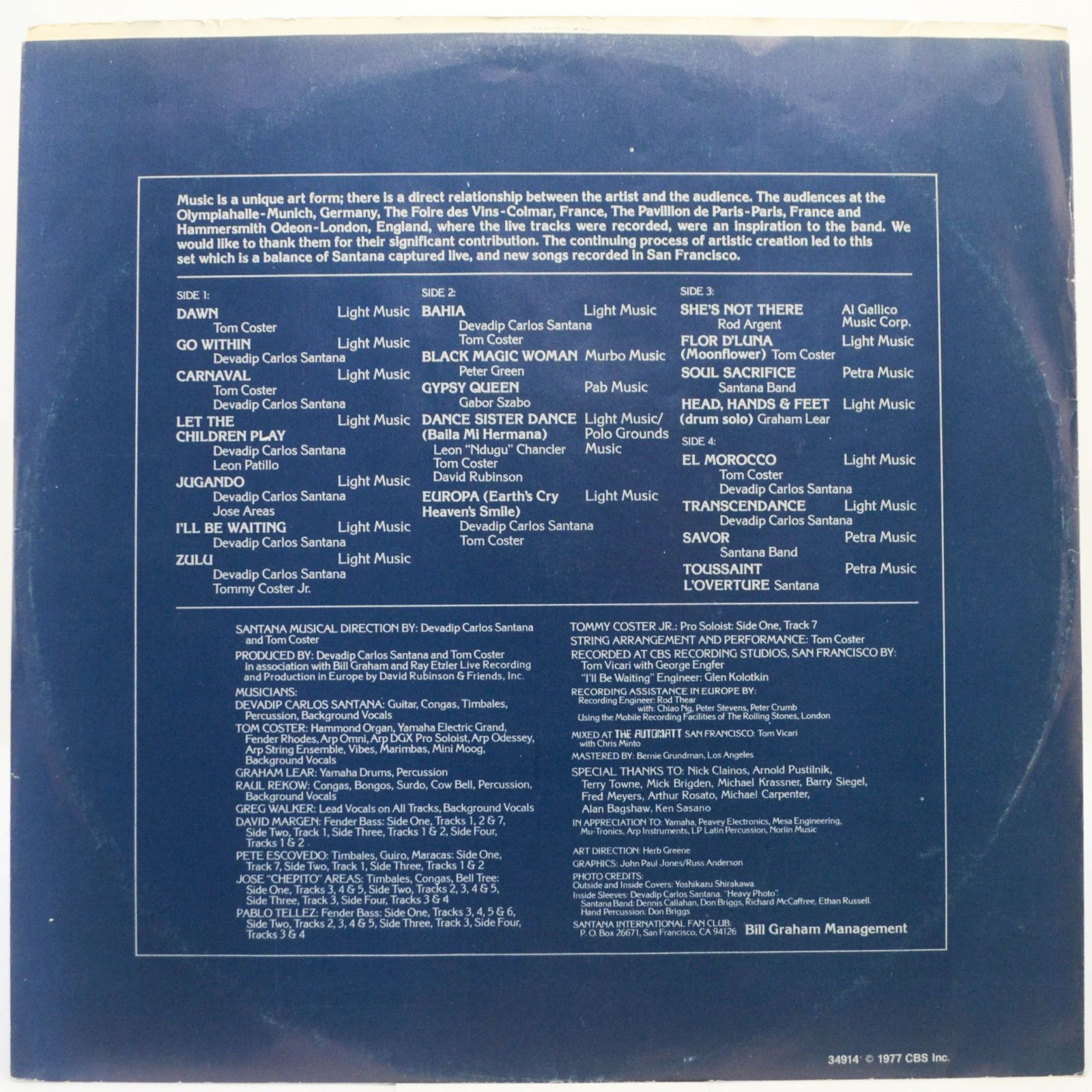 Santana — Moonflower (2LP, USA), 1977