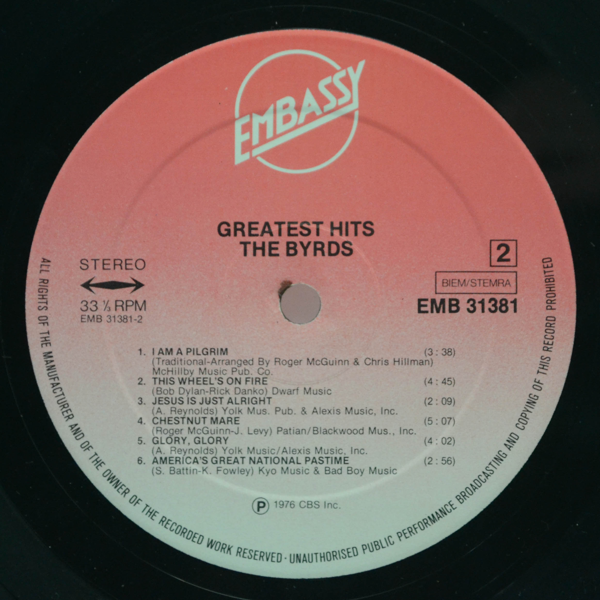 Виниловая пластинка Byrds — Greatest Hits, 1976