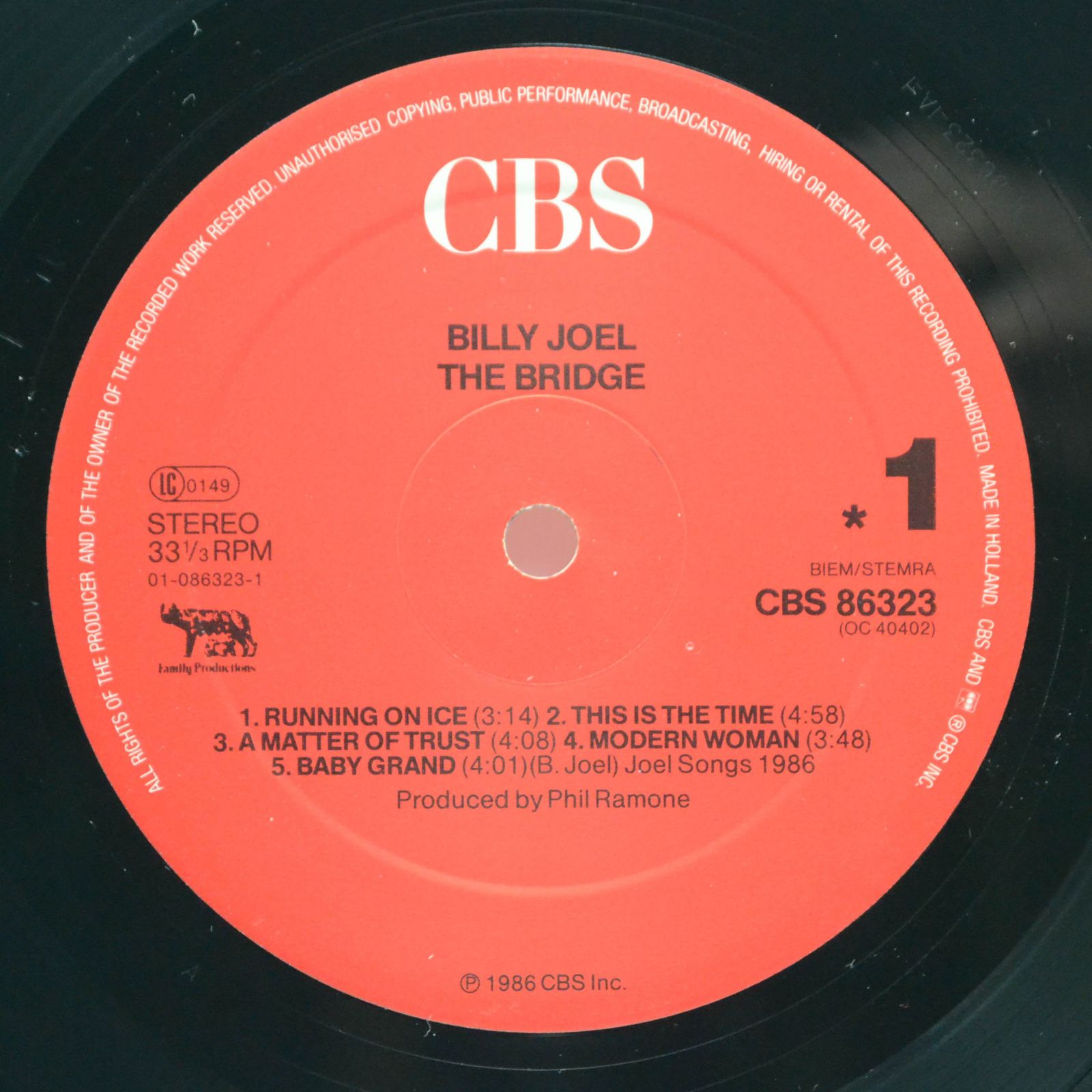 Billy Joel — The Bridge, 1986