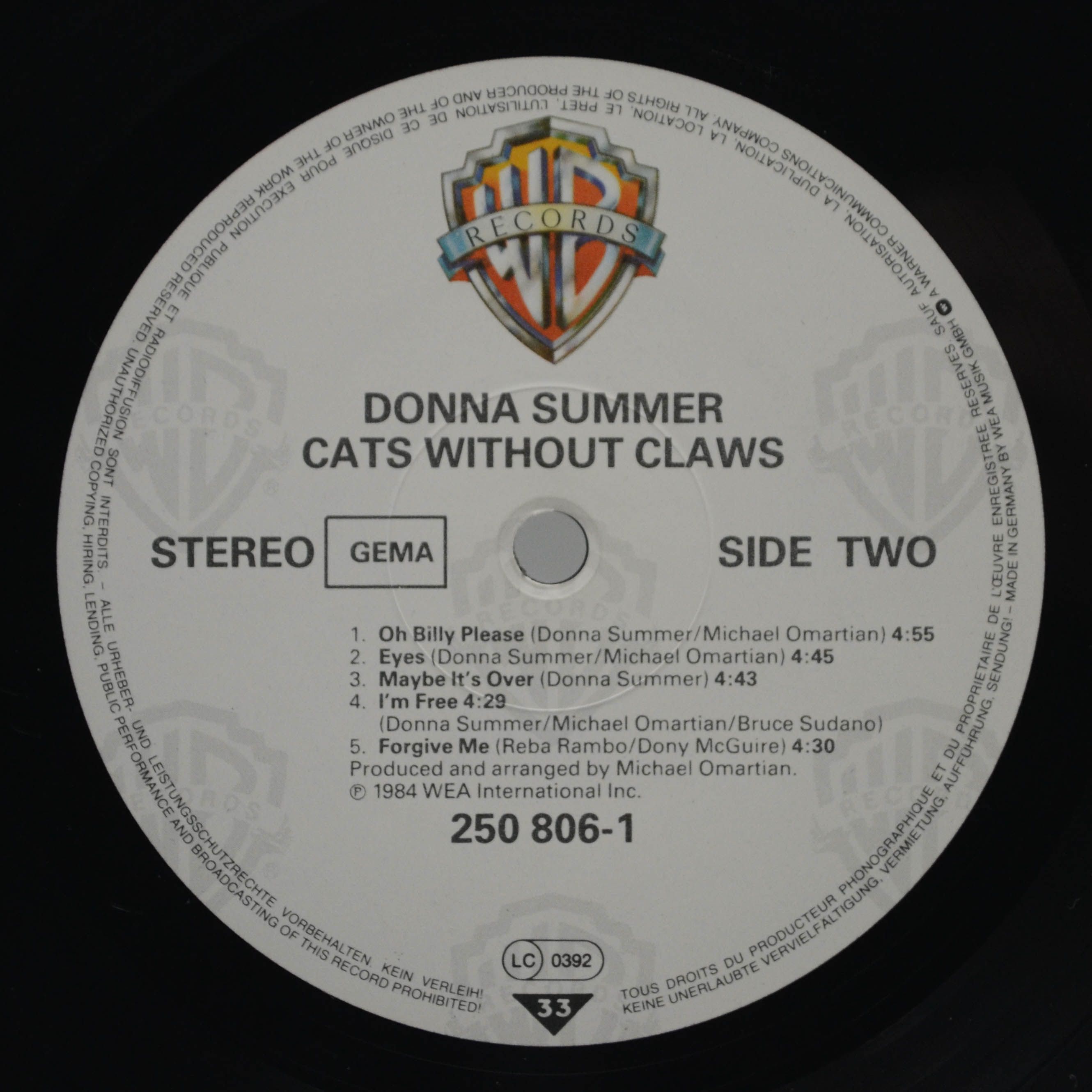 Donna Summer — Cats Without Claws, 1984