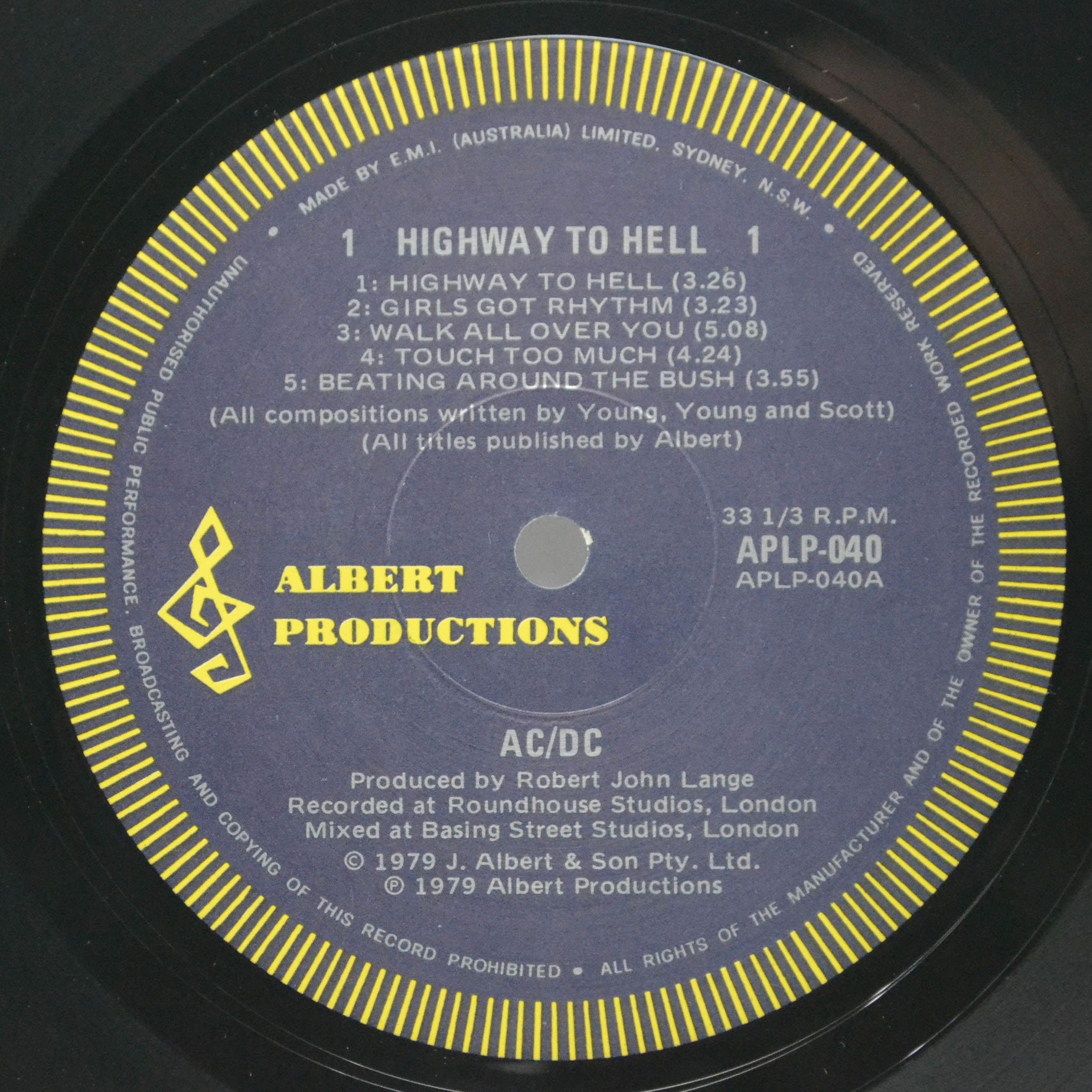 AC/DC — Highway To Hell (1-st, Australia), 1979