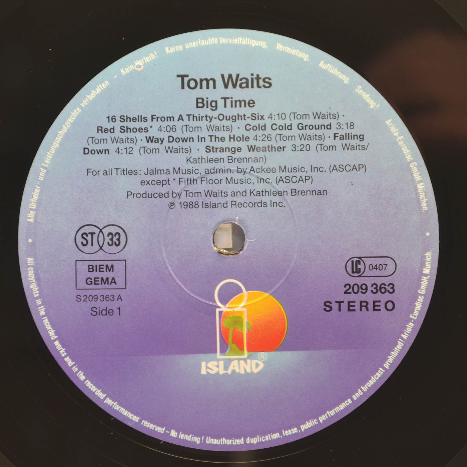 Tom Waits — Big Time, 1988