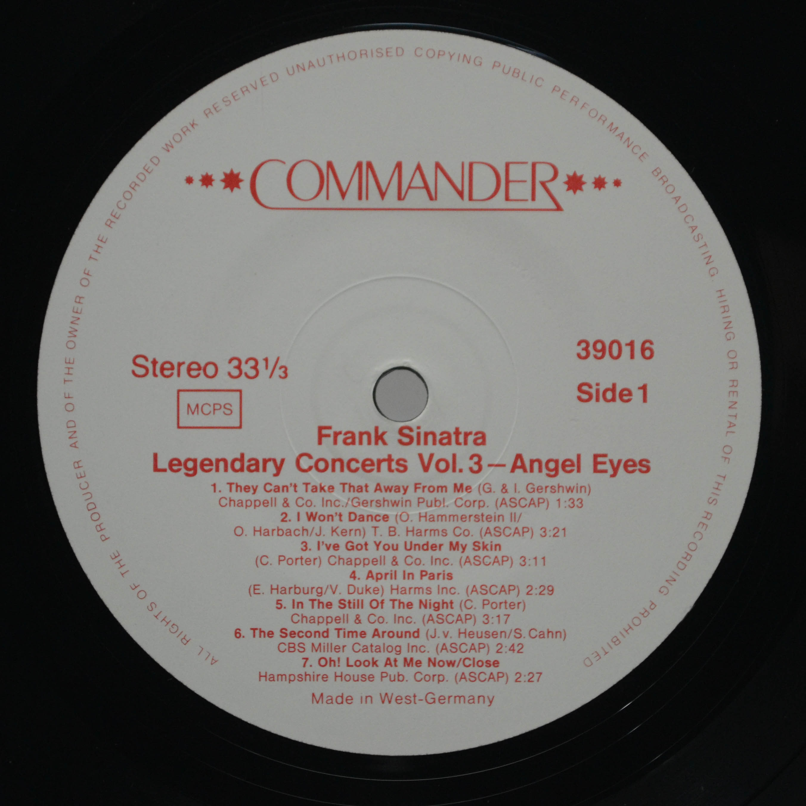 Frank Sinatra — Legendary Concerts Vol. 3 - Angel Eyes, 1979