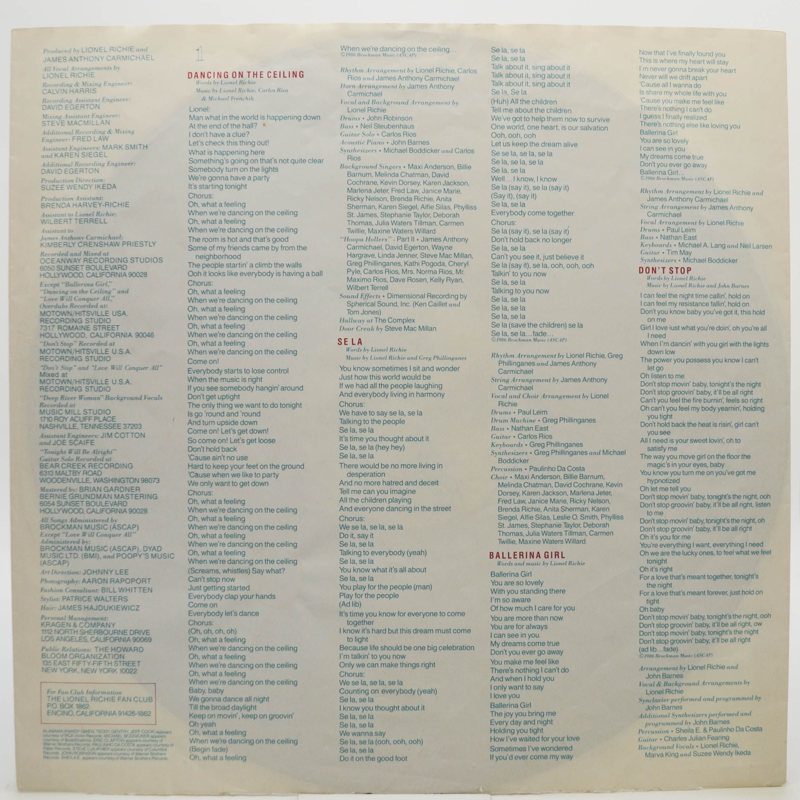 Lionel Richie — Dancing On The Ceiling, 1986