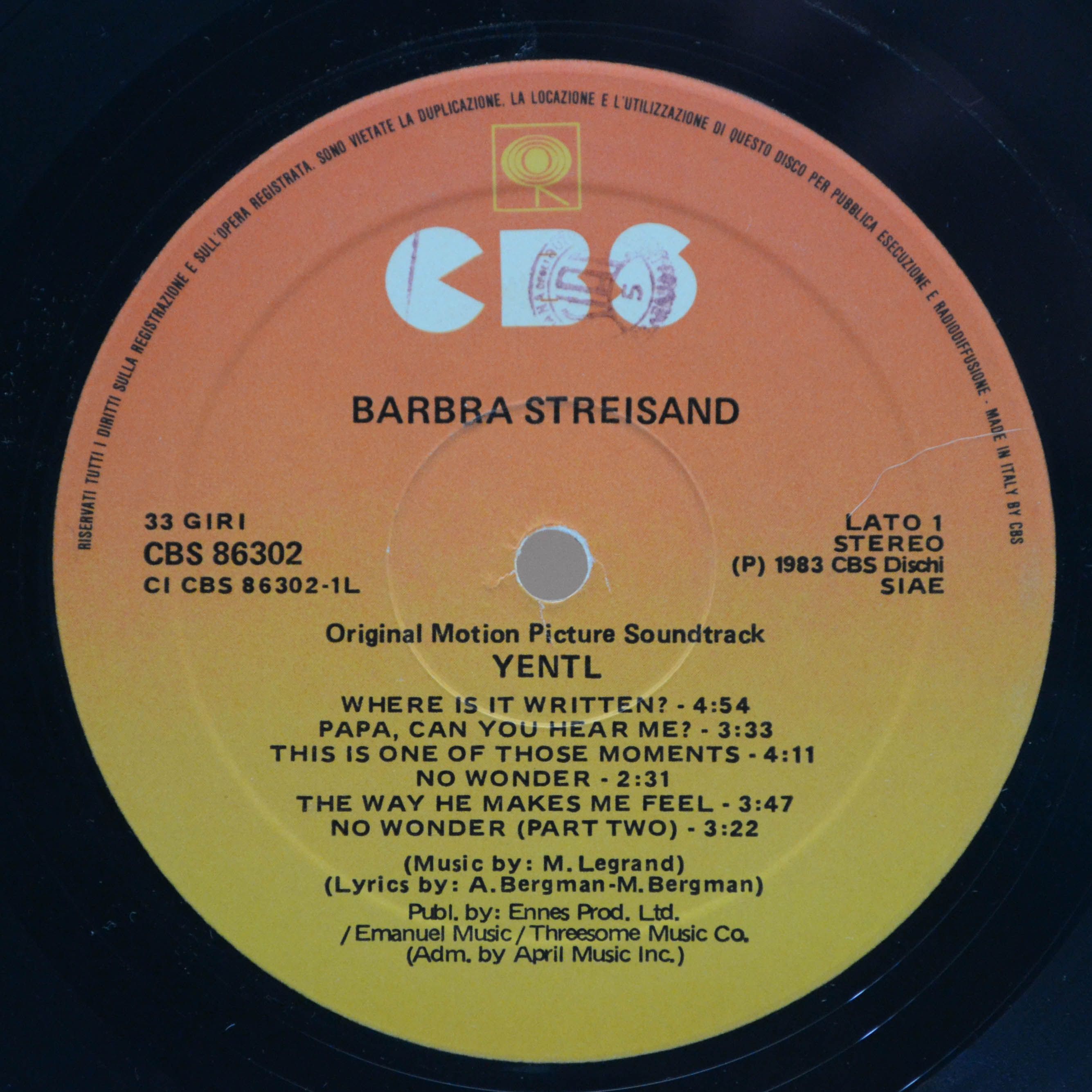 Barbra Streisand — Yentl (Original Motion Picture Soundtrack), 1983