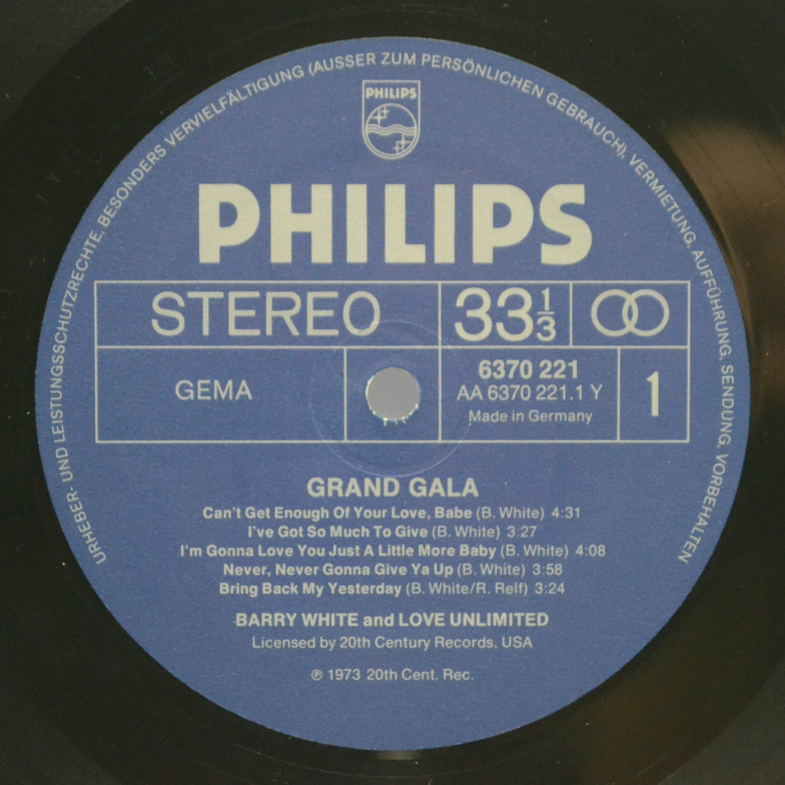 Barry White And Love Unlimited Also Featuring Love Unlimited Orchestra — Grand Gala, 1974