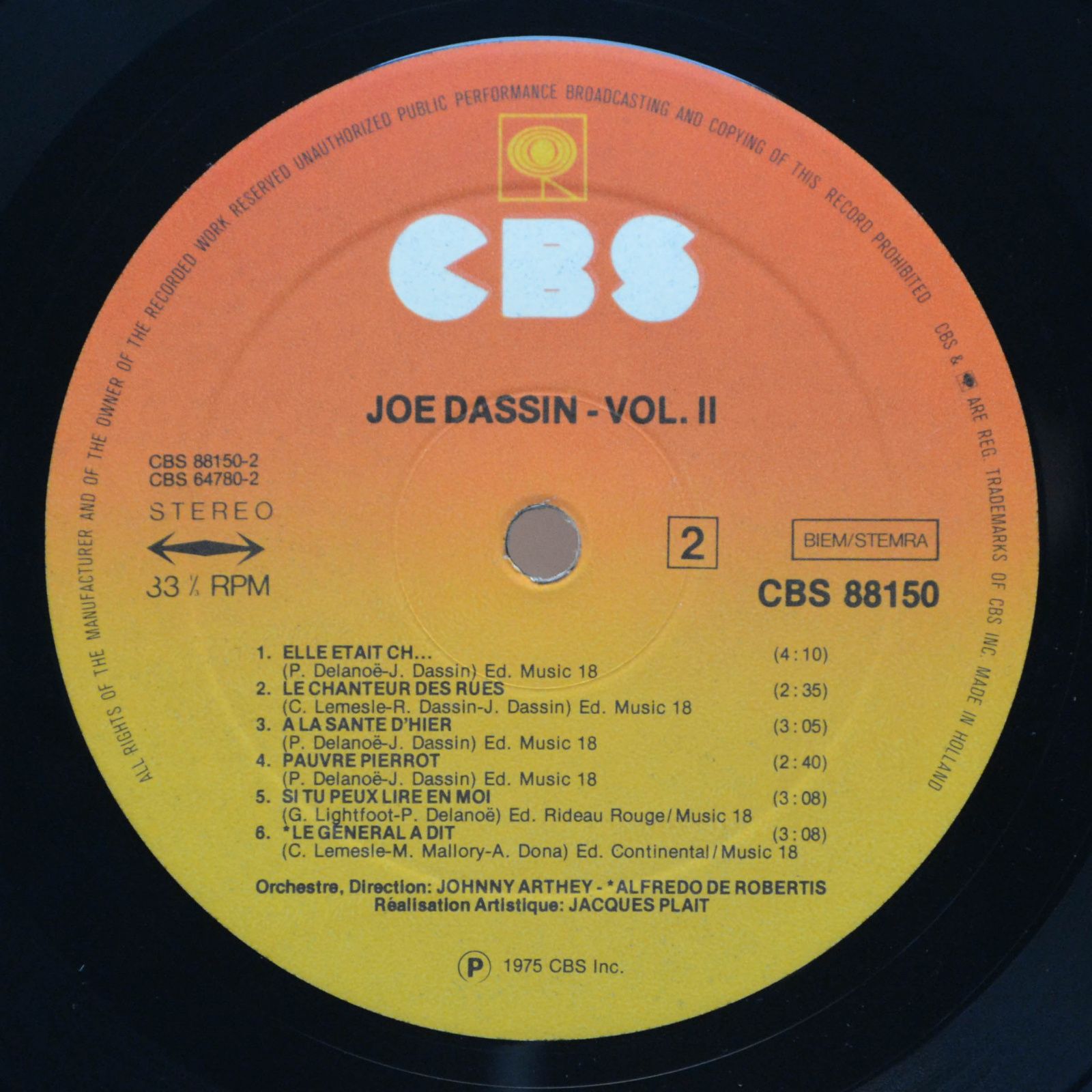 Joe Dassin — Grands Succes Vol.2 (2LP), 1975