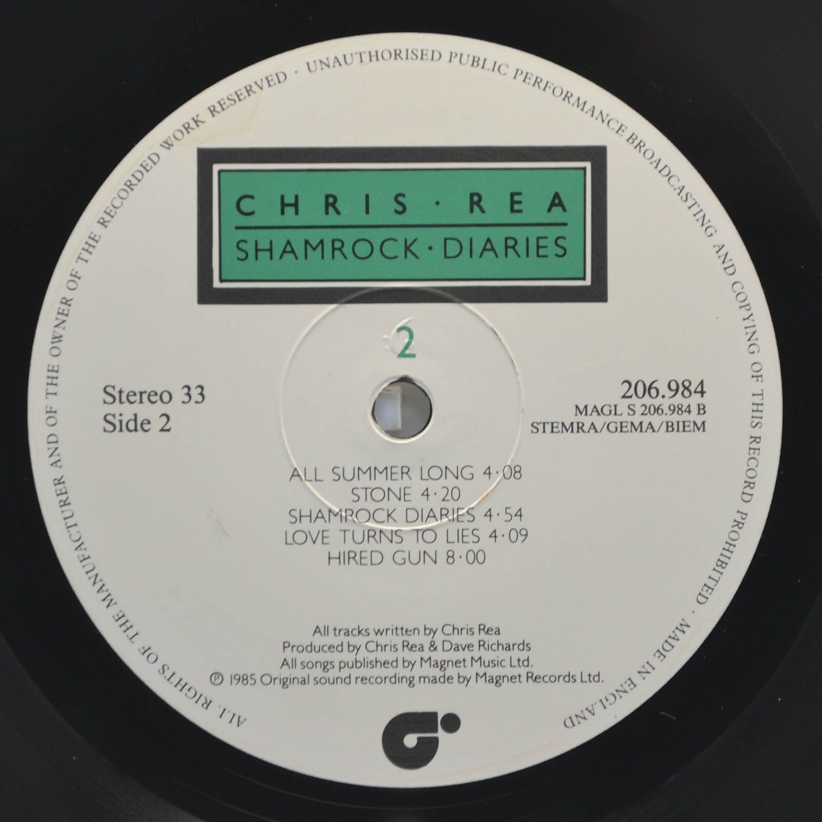 Chris Rea — Shamrock Diaries, 1985