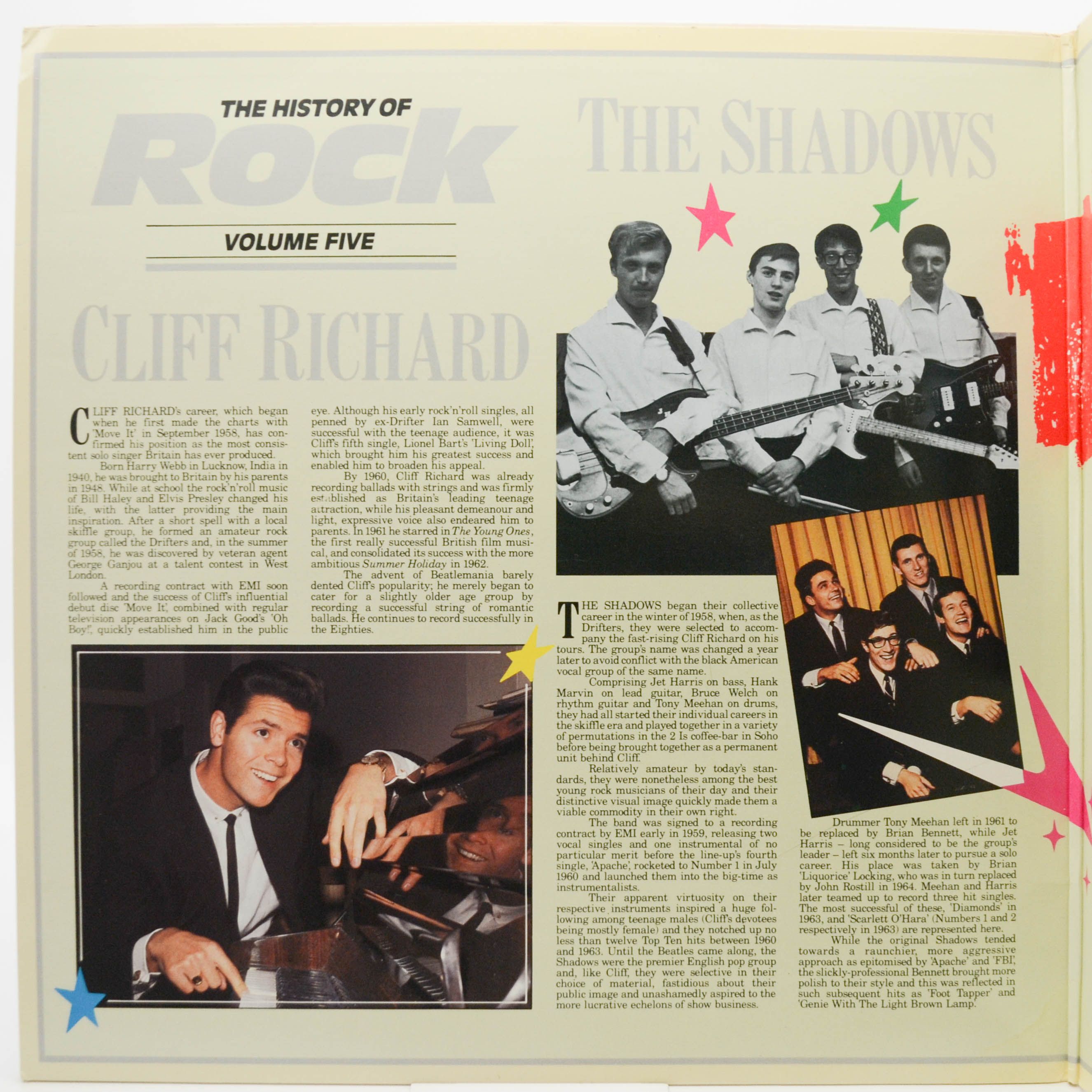 Cliff Richard / The Shadows / Adam Faith / Billy Fury — The History Of Rock (Volume Five) (2LP, UK), 1982