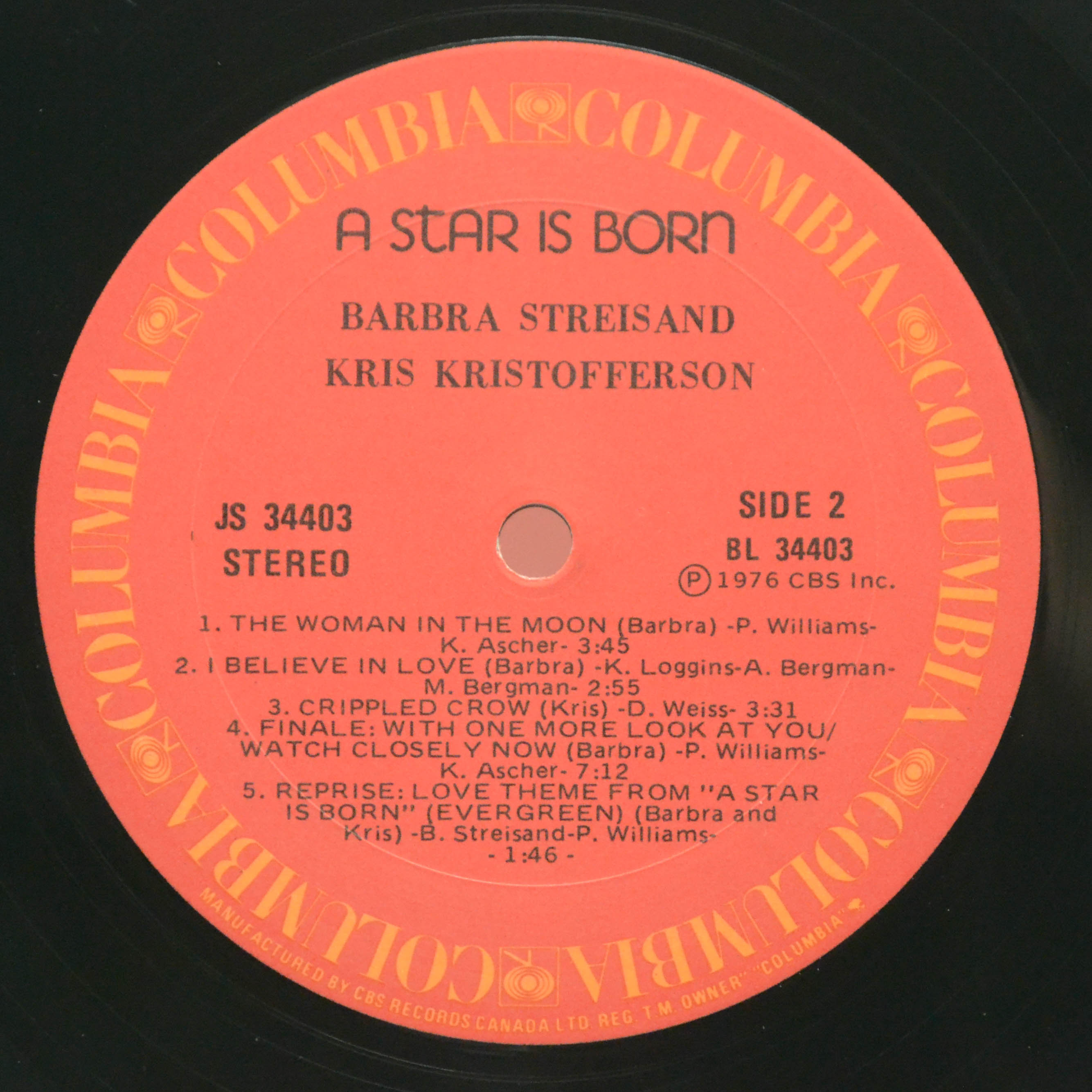 Виниловая пластинка Streisand, Kristofferson — A Star Is Born, 1976
