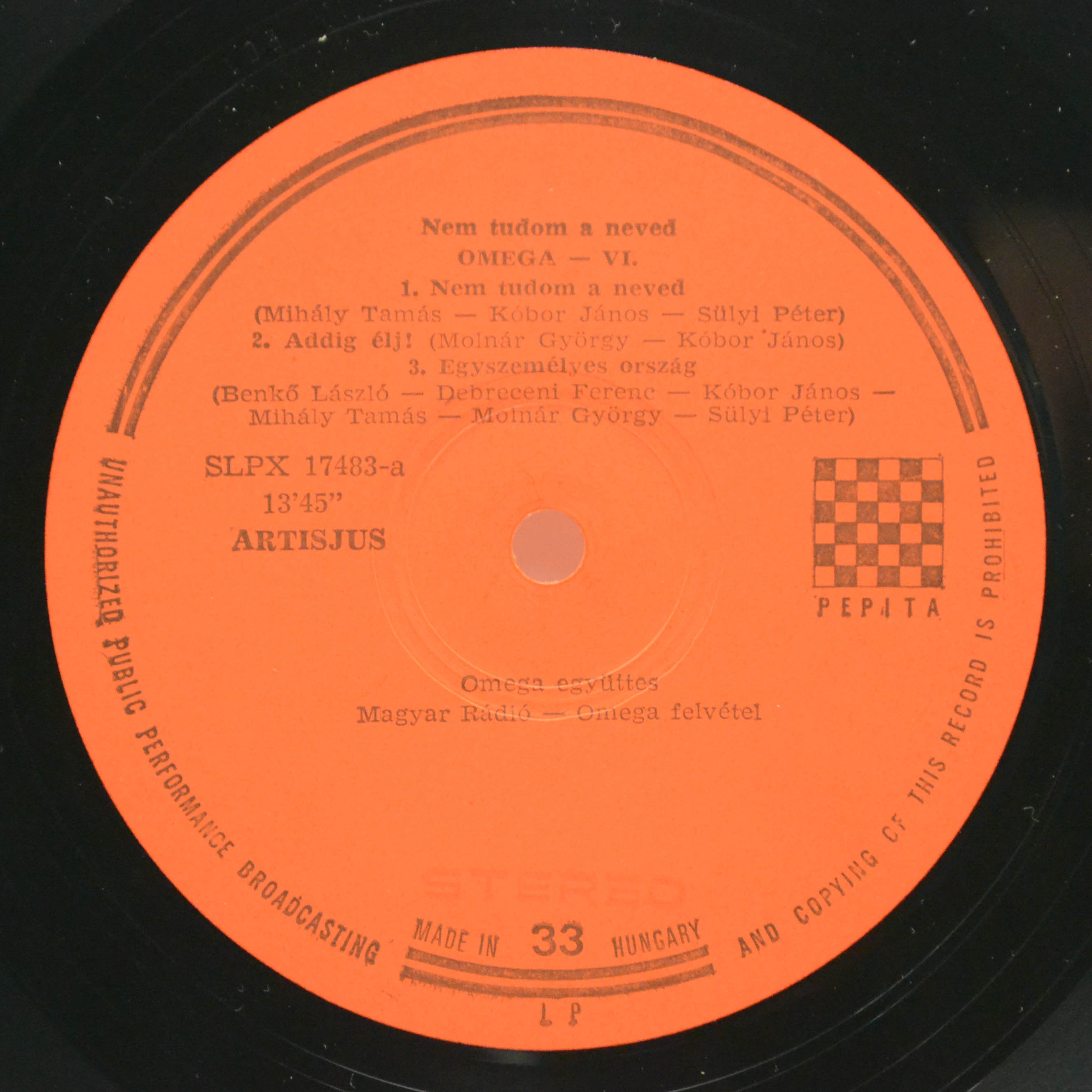 Omega — 6 - Nem Tudom A Neved (1-st, Hungary), 1975
