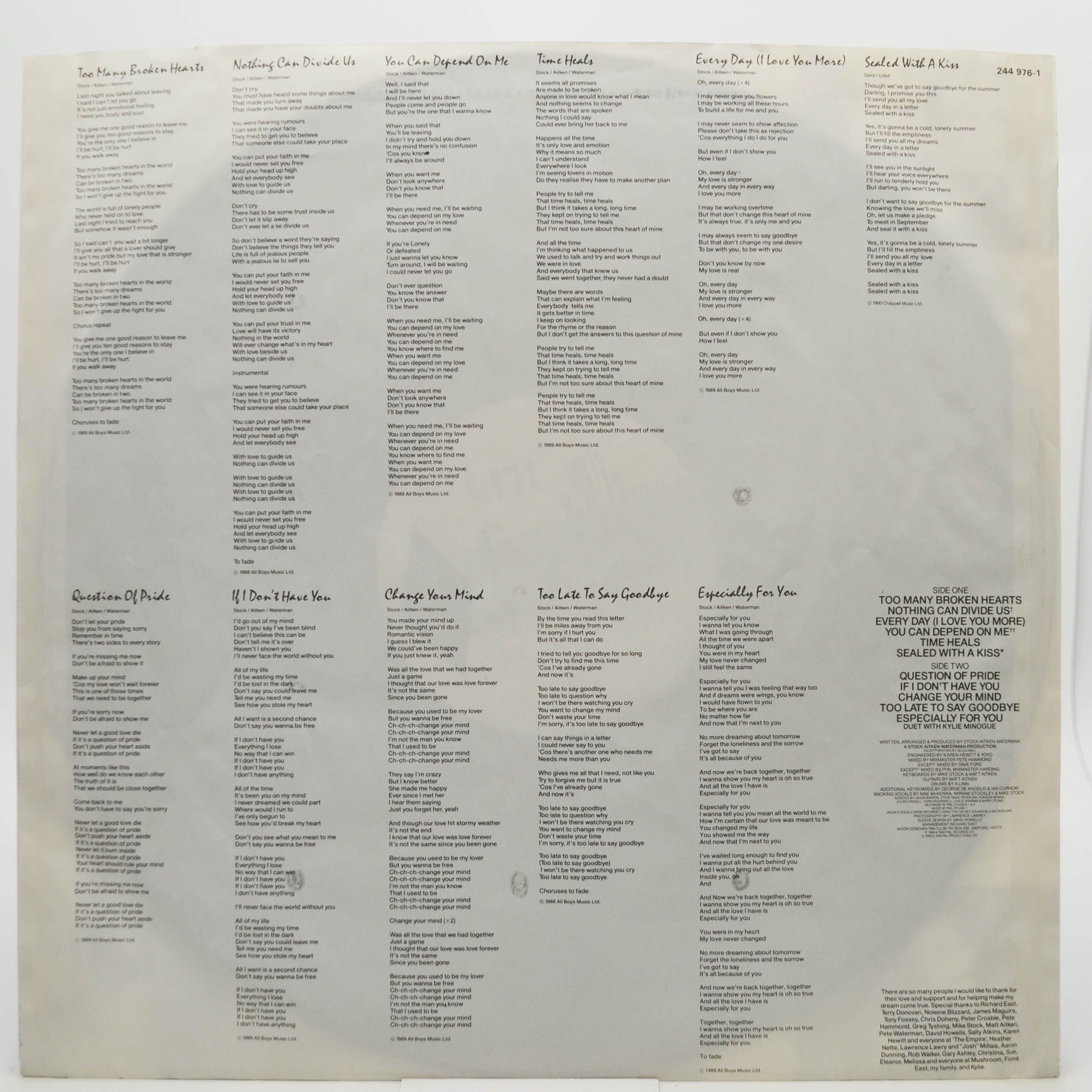 Jason Donovan — Ten Good Reasons, 1989