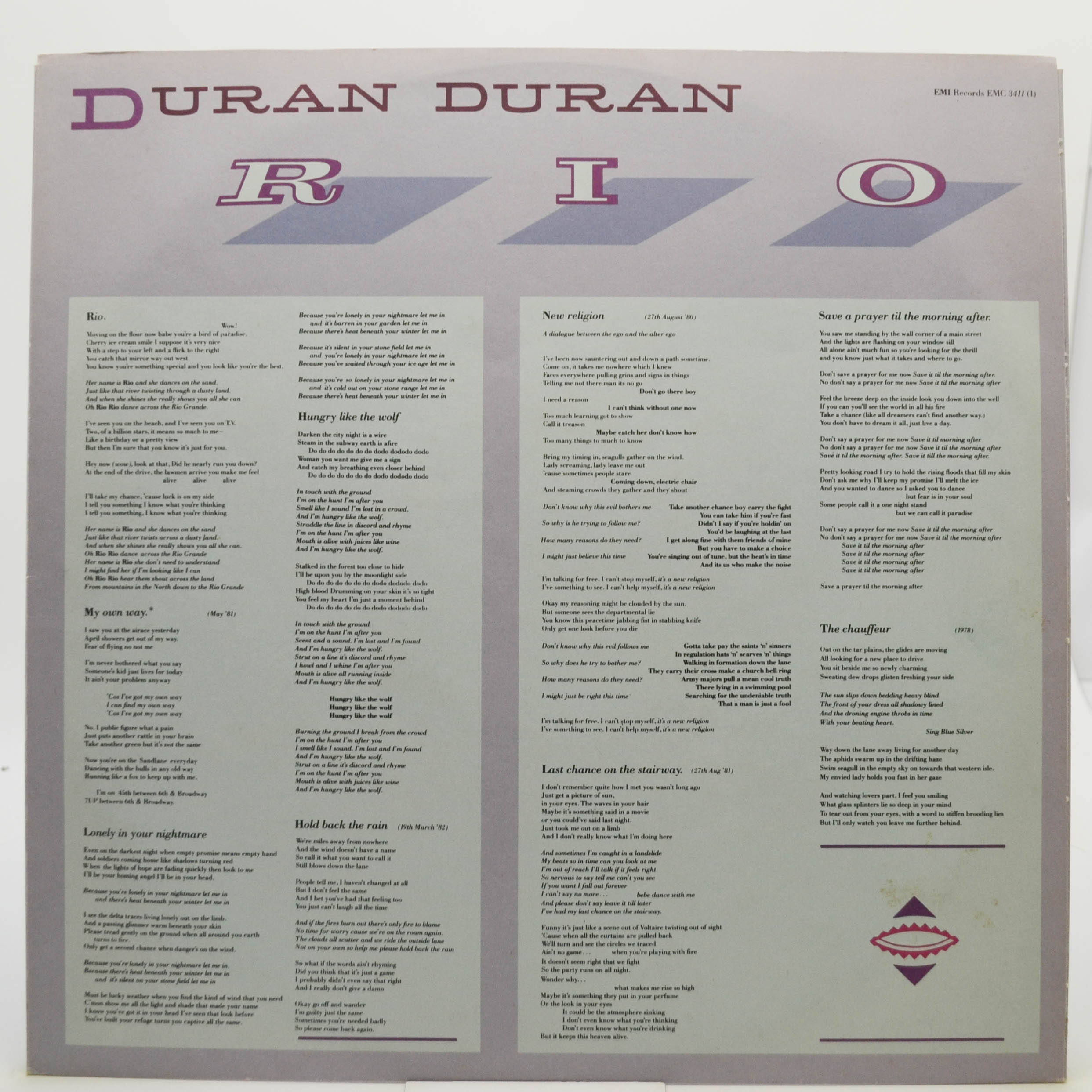 Виниловая пластинка Duran Duran — Rio, 1982