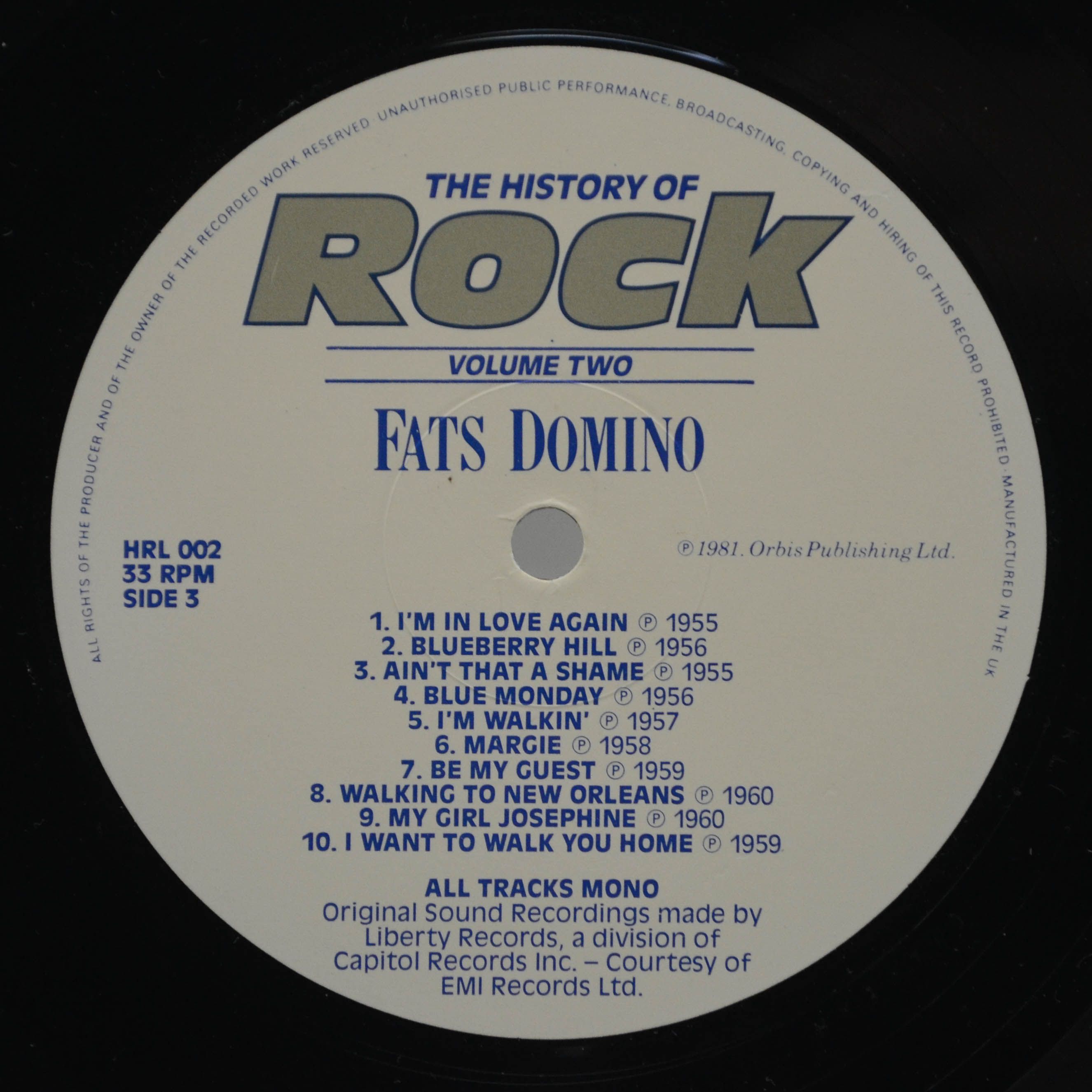 Bill Haley / Little Richard / Fats Domino / Buddy Holly — The History Of Rock (Volume Two) (2LP, UK), 1981
