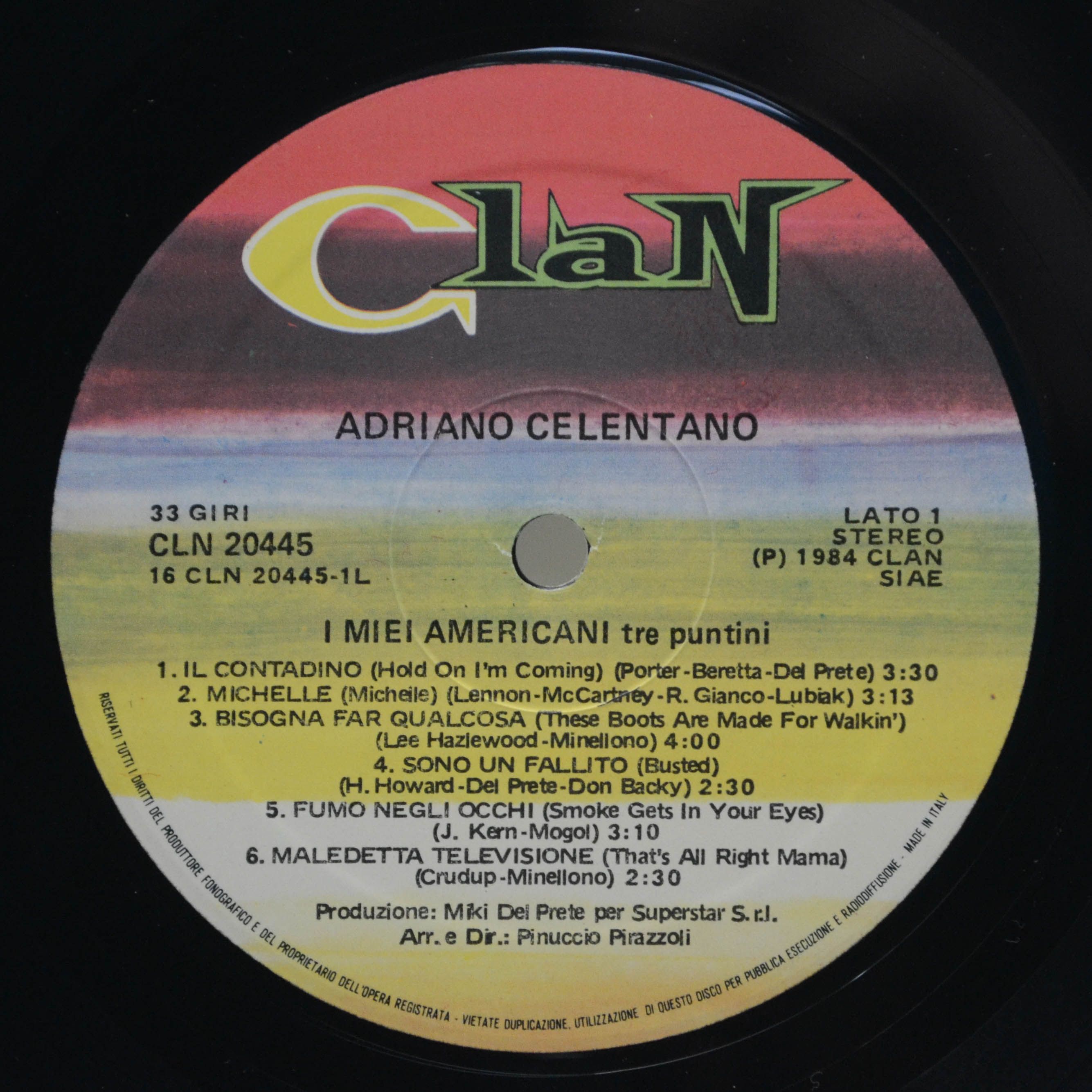 Виниловая пластинка Adriano Celentano — I Miei Americani (Tre Puntini) (1-st, Italy, Clan), 1984