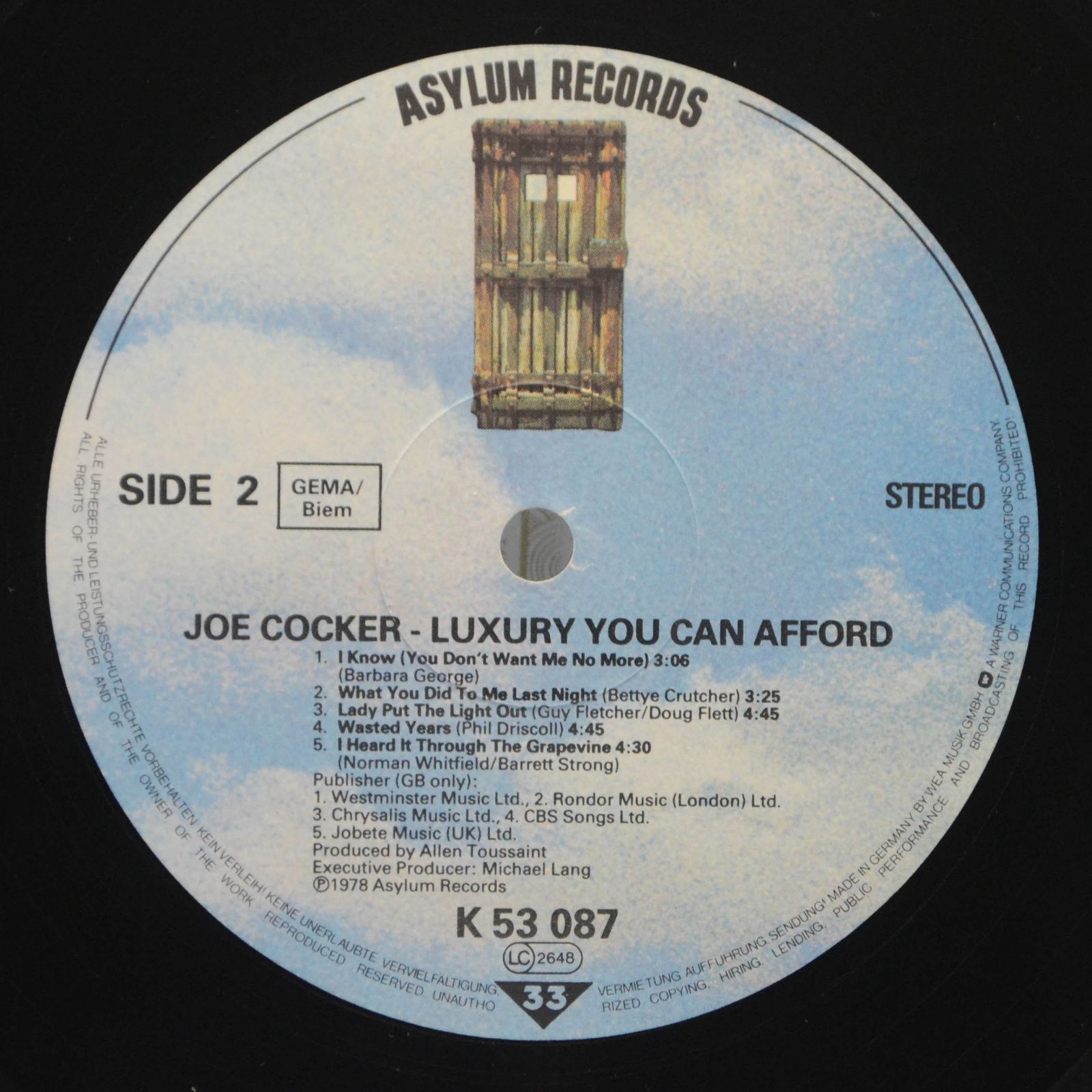 Joe Cocker — Luxury You Can Afford, 1986