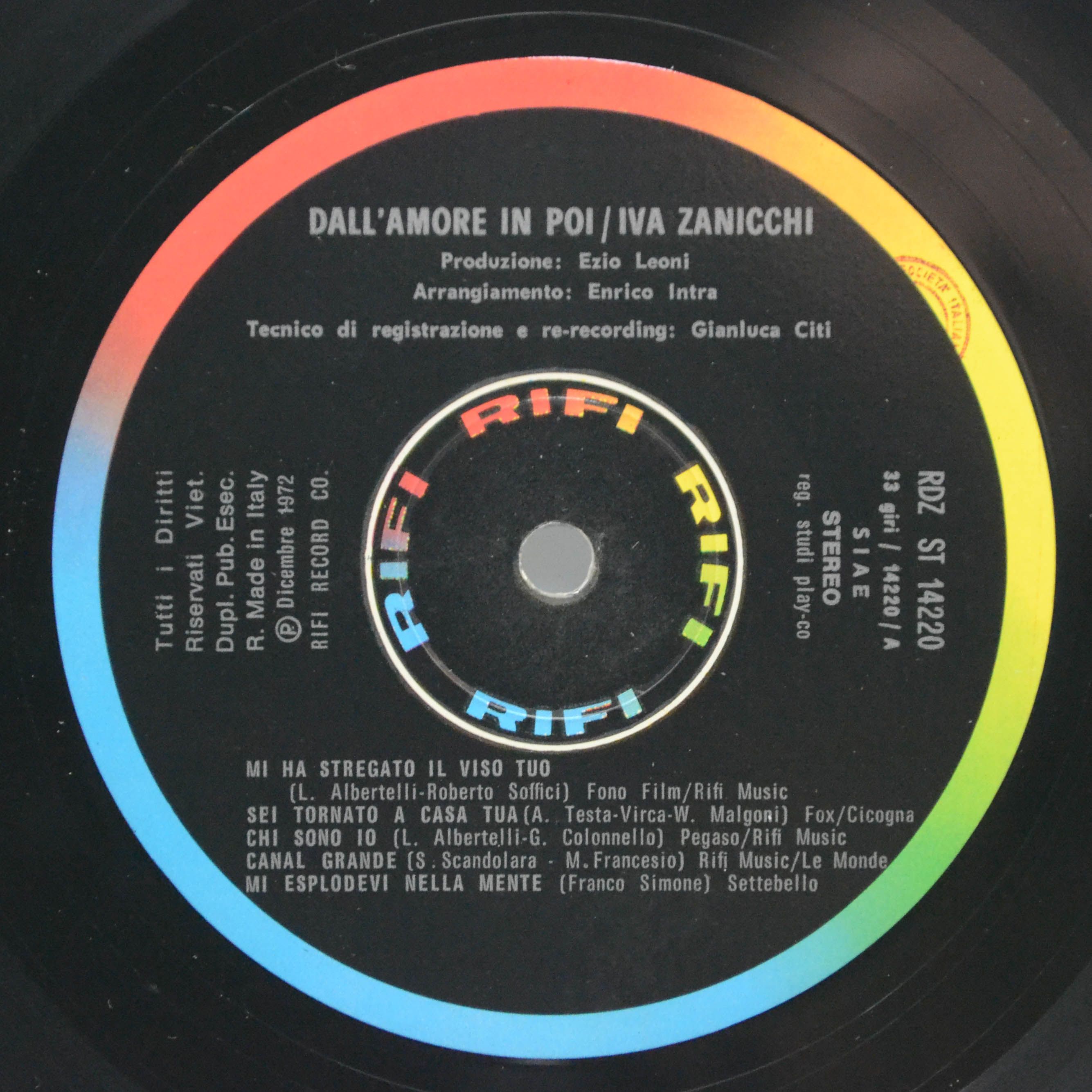 Iva Zanicchi — Dall'Amore In Poi (1-st, Italy), 1972