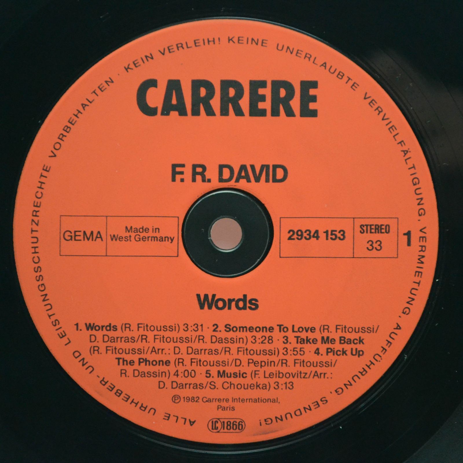 F-R David — Words, 1982