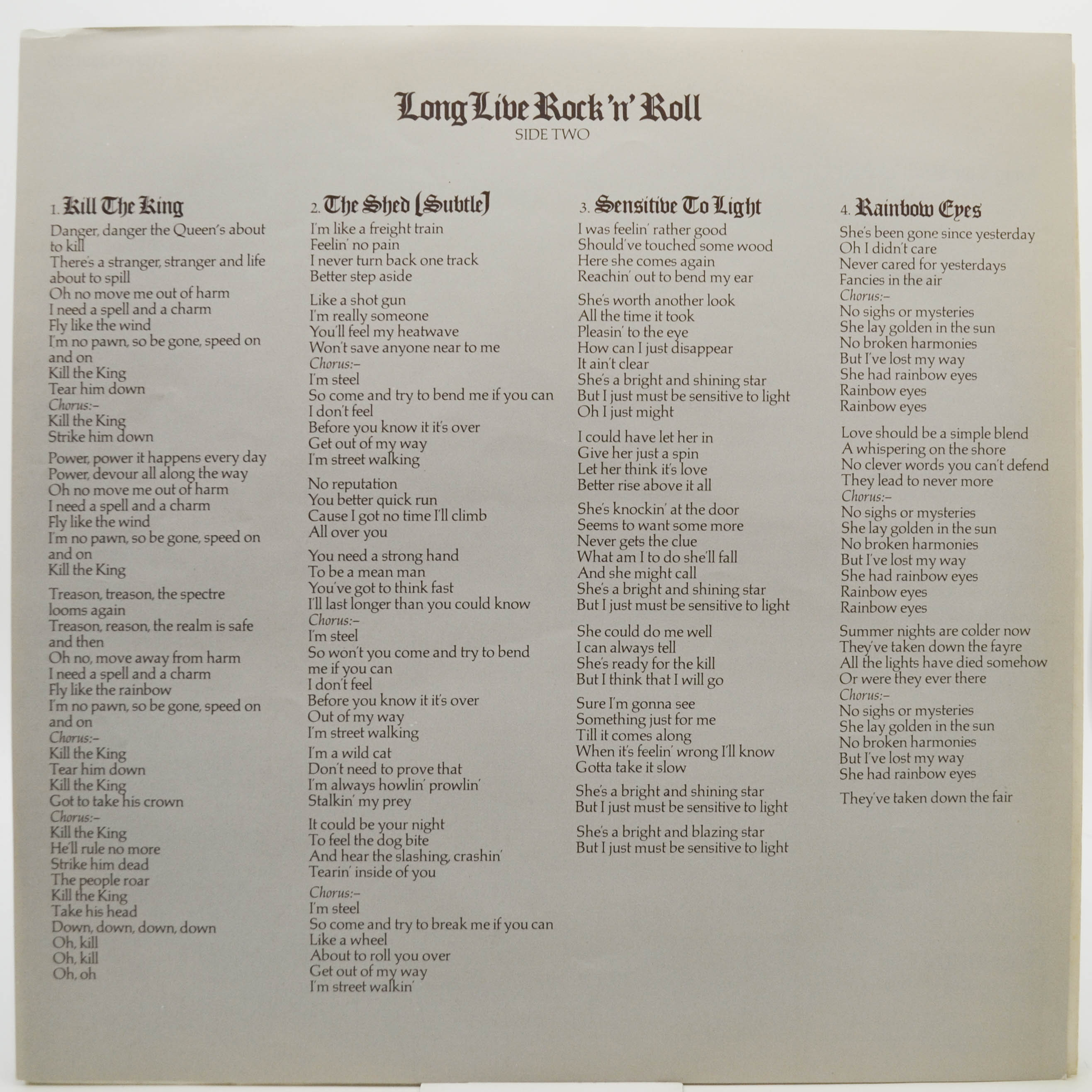 Rainbow — Long Live Rock 'N' Roll, 1978