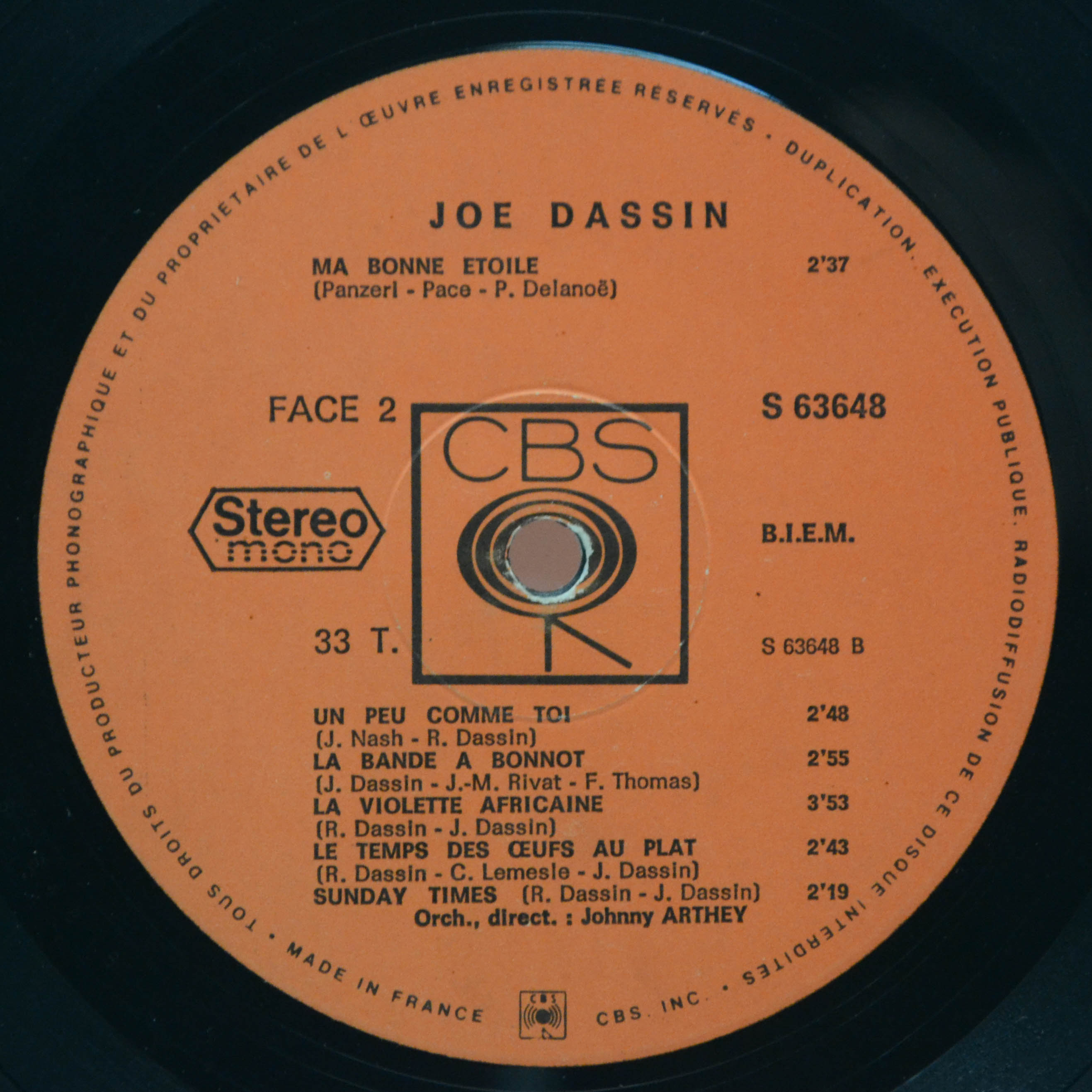 Виниловая пластинка Joe Dassin — Joe Dassin (1-st, France), 1969