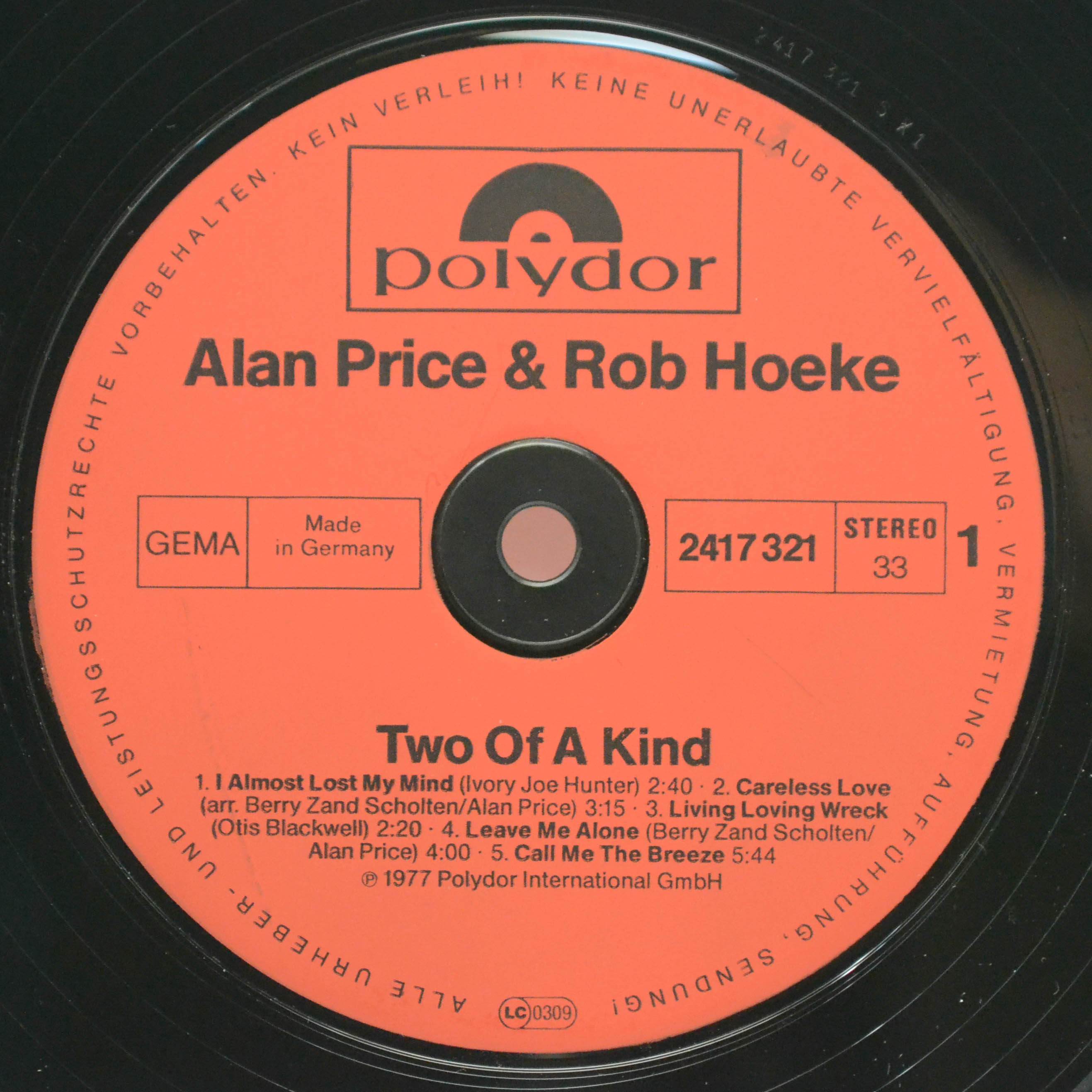 Alan Price & Rob Hoeke — Two Of A Kind, 1977