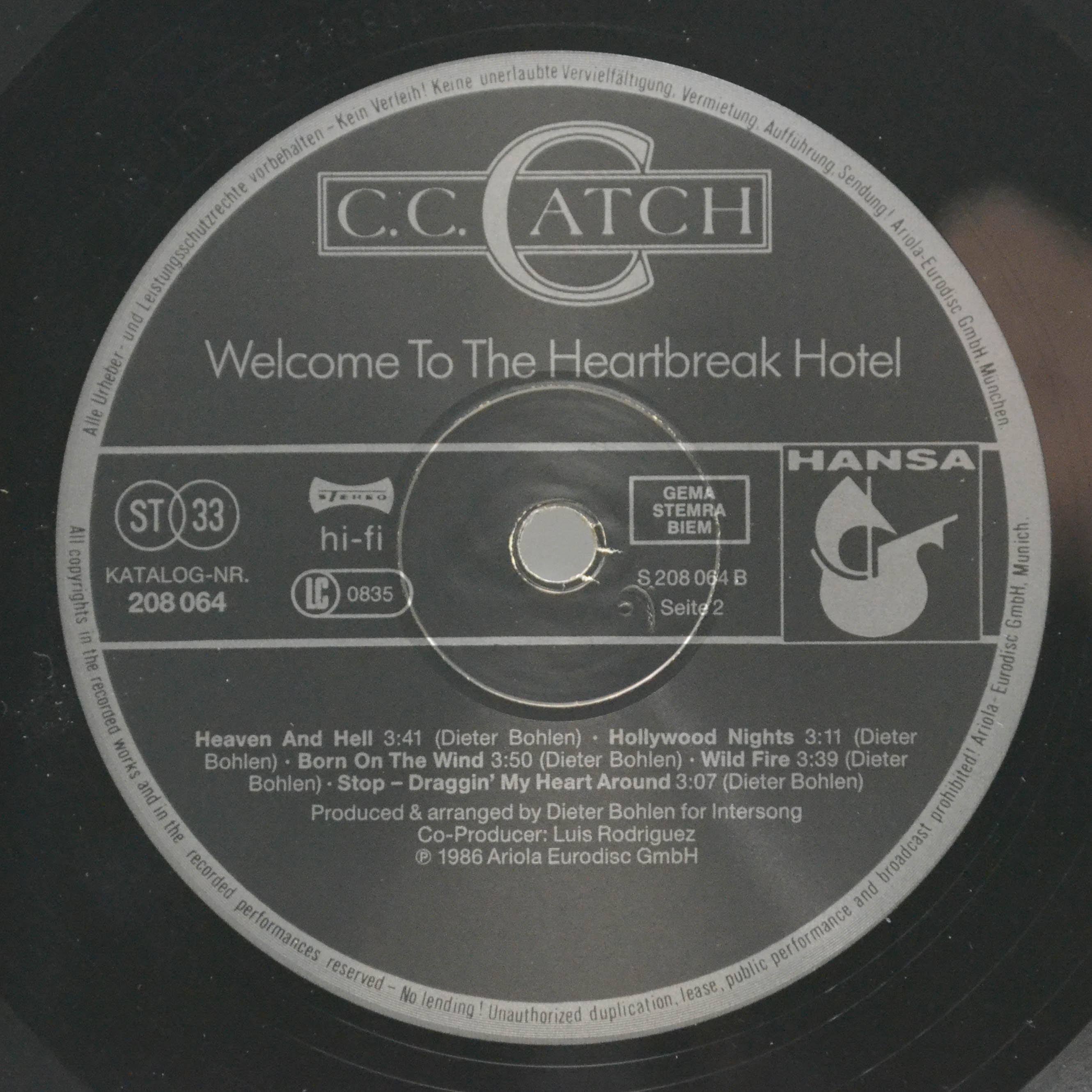 C.C. Catch — Welcome To The Heartbreak Hotel, 1986