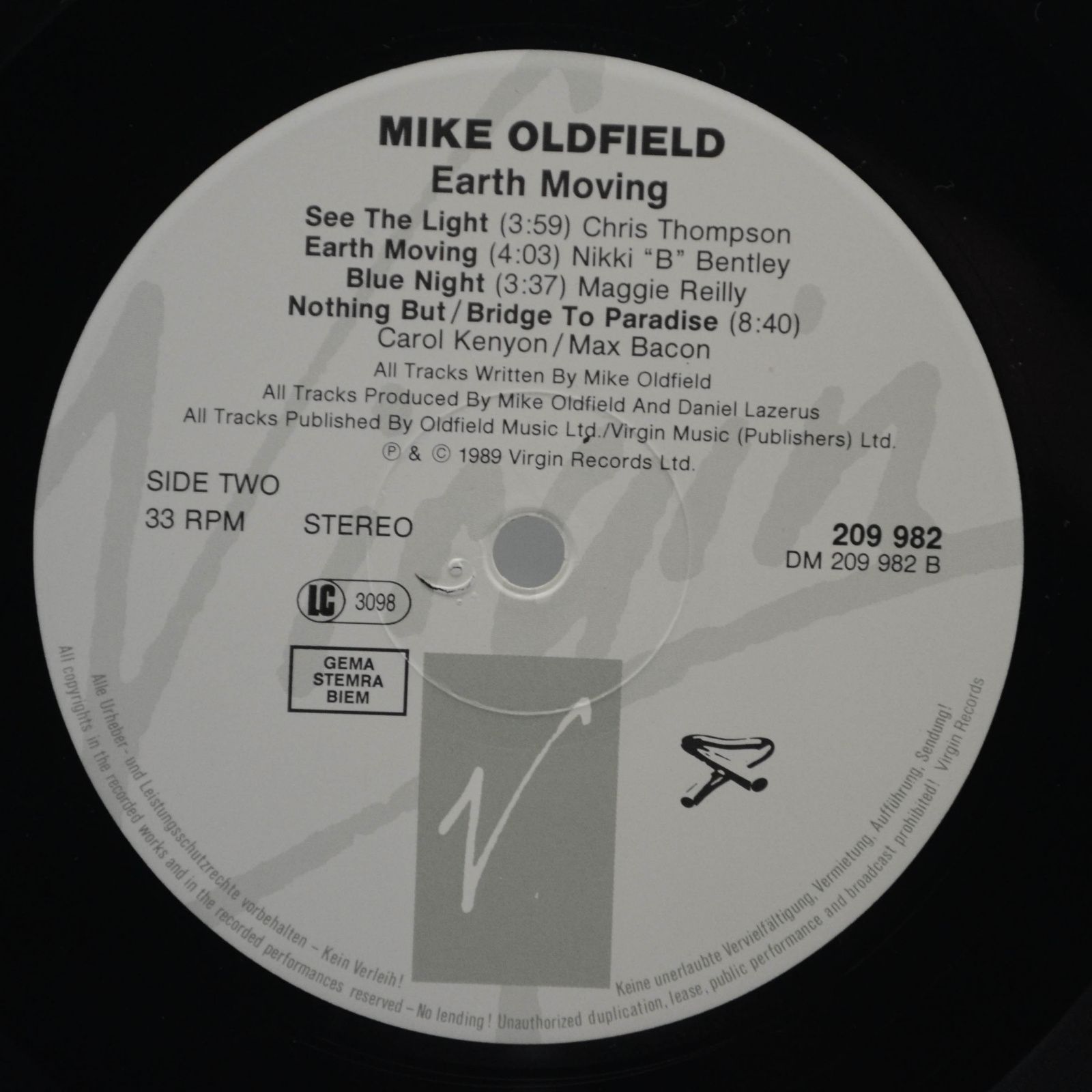 Mike Oldfield — Earth Moving, 1989