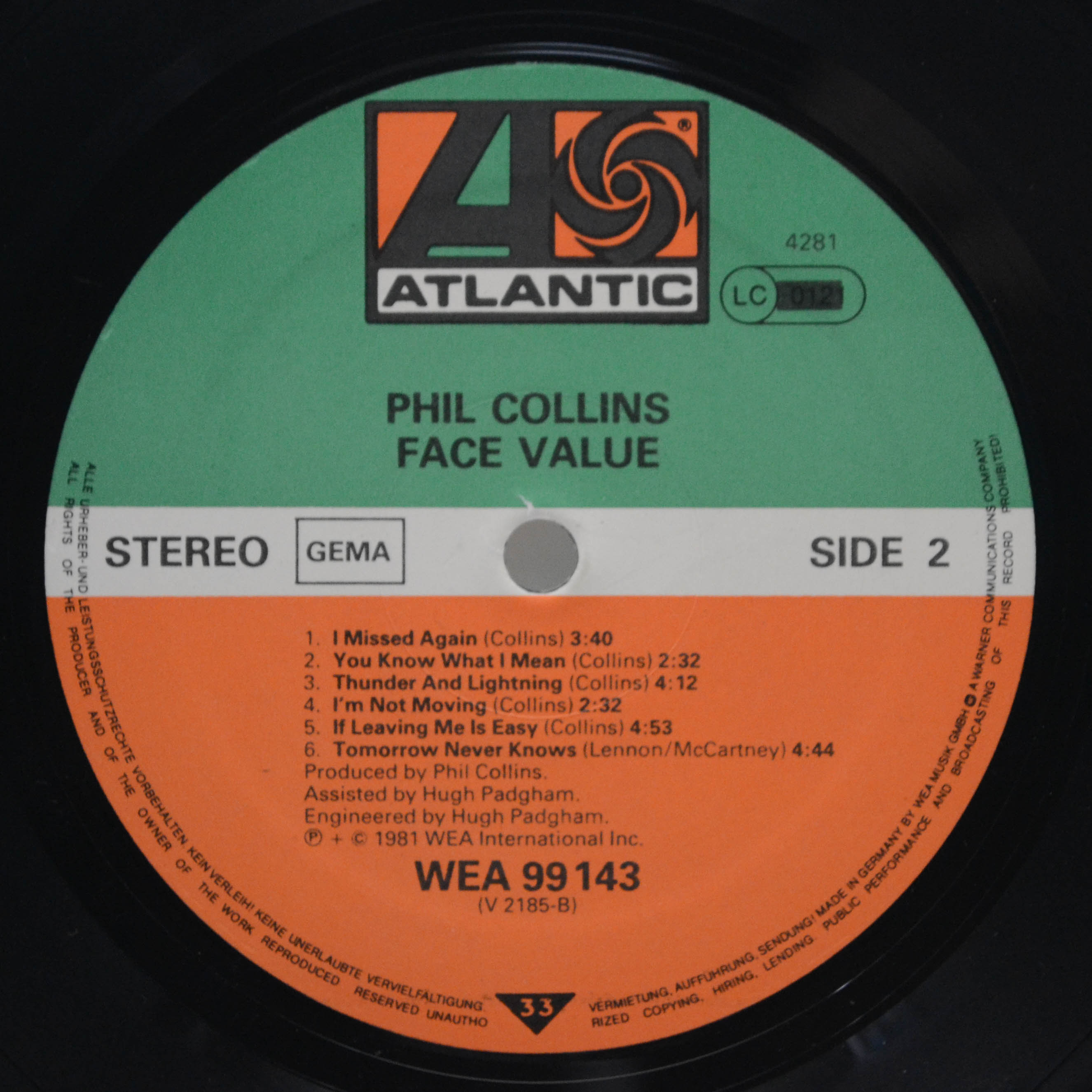 Phil Collins — Face Value, 1981