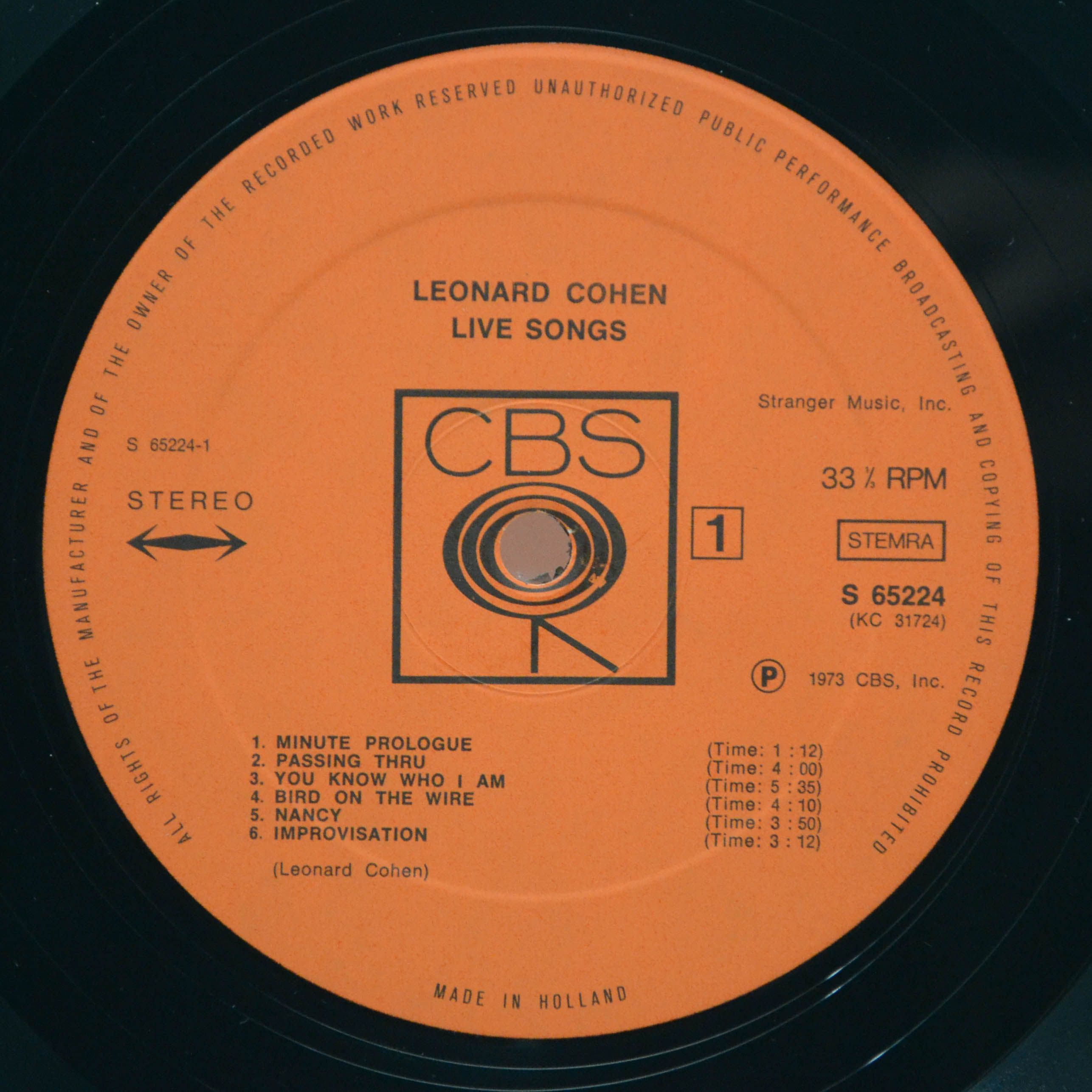 Leonard Cohen — Live Songs, 1973