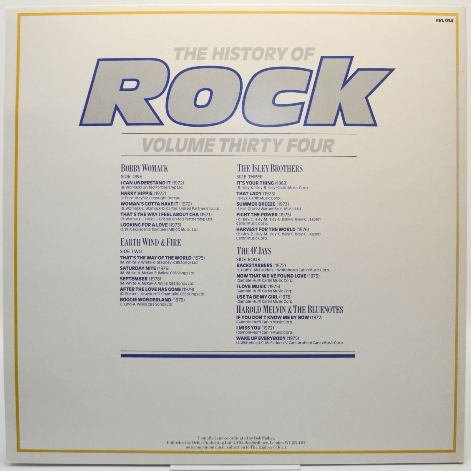 Bobby Womack / Earth Wind & Fire / The Isley Brothers / The O'Jays / Harold Melvin & The Bluenotes — The History Of Rock (Volume Thirty Four) (2LP, UK), 1986