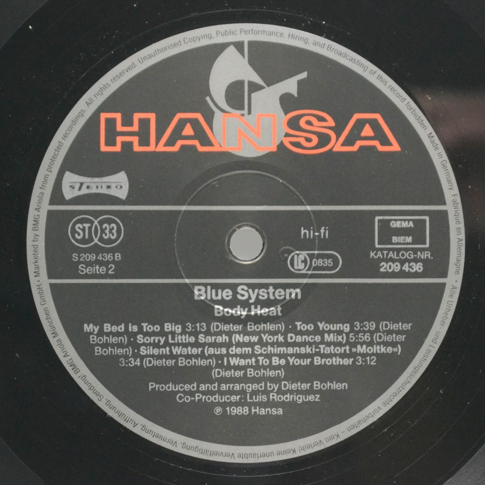 Blue System — Body Heat, 1988