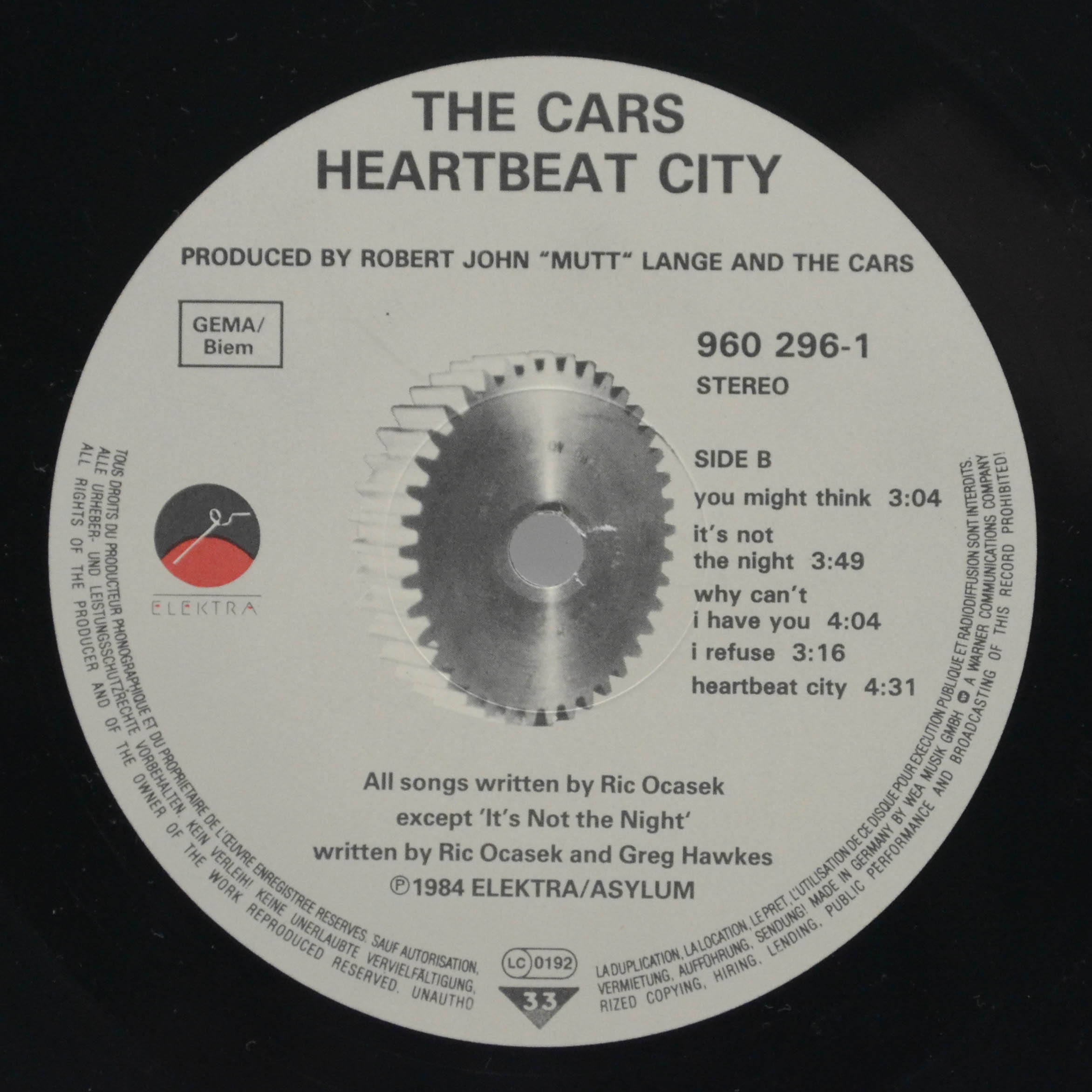 Виниловая пластинка Cars — Heartbeat City, 1984