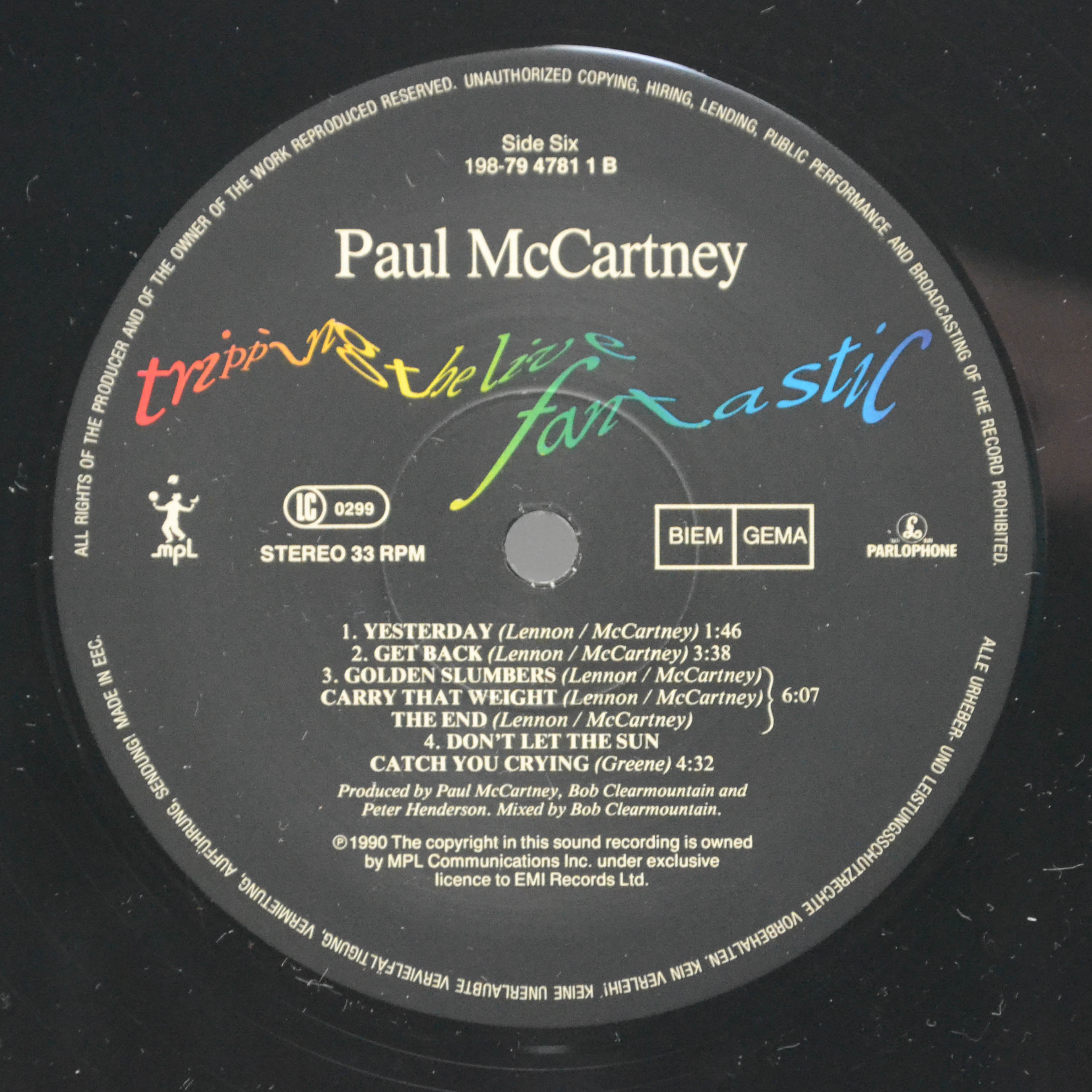 Paul McCartney — Tripping The Live Fantastic (3LP), 1990