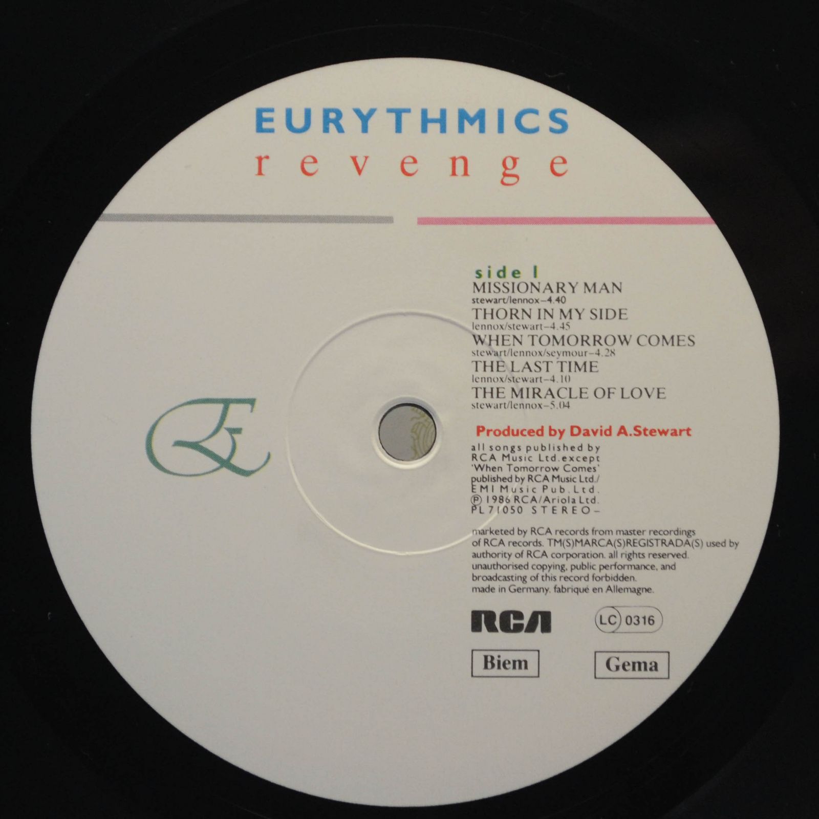 Eurythmics — Revenge, 1986