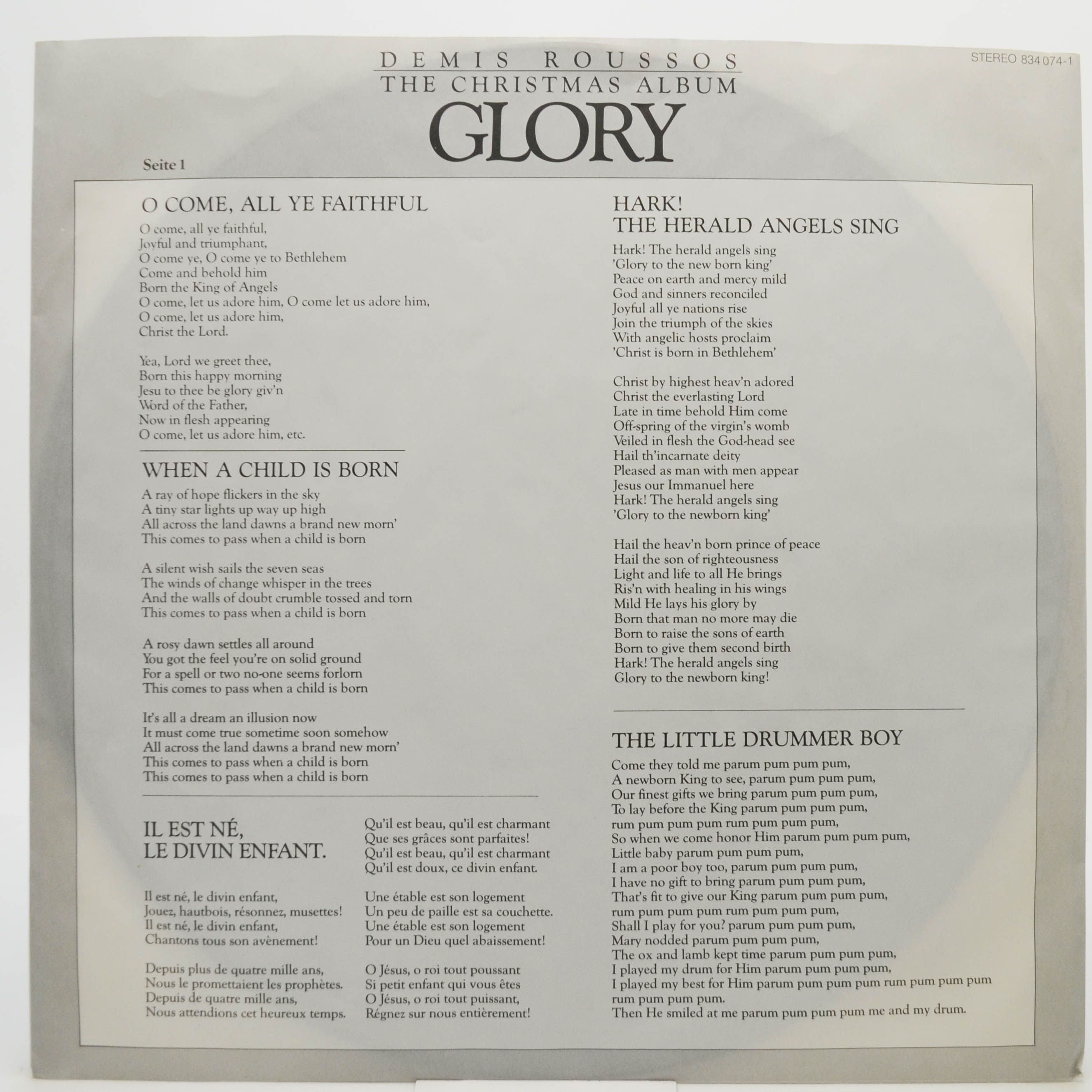 Demis Roussos — Glory - The Christmas Album, 1987