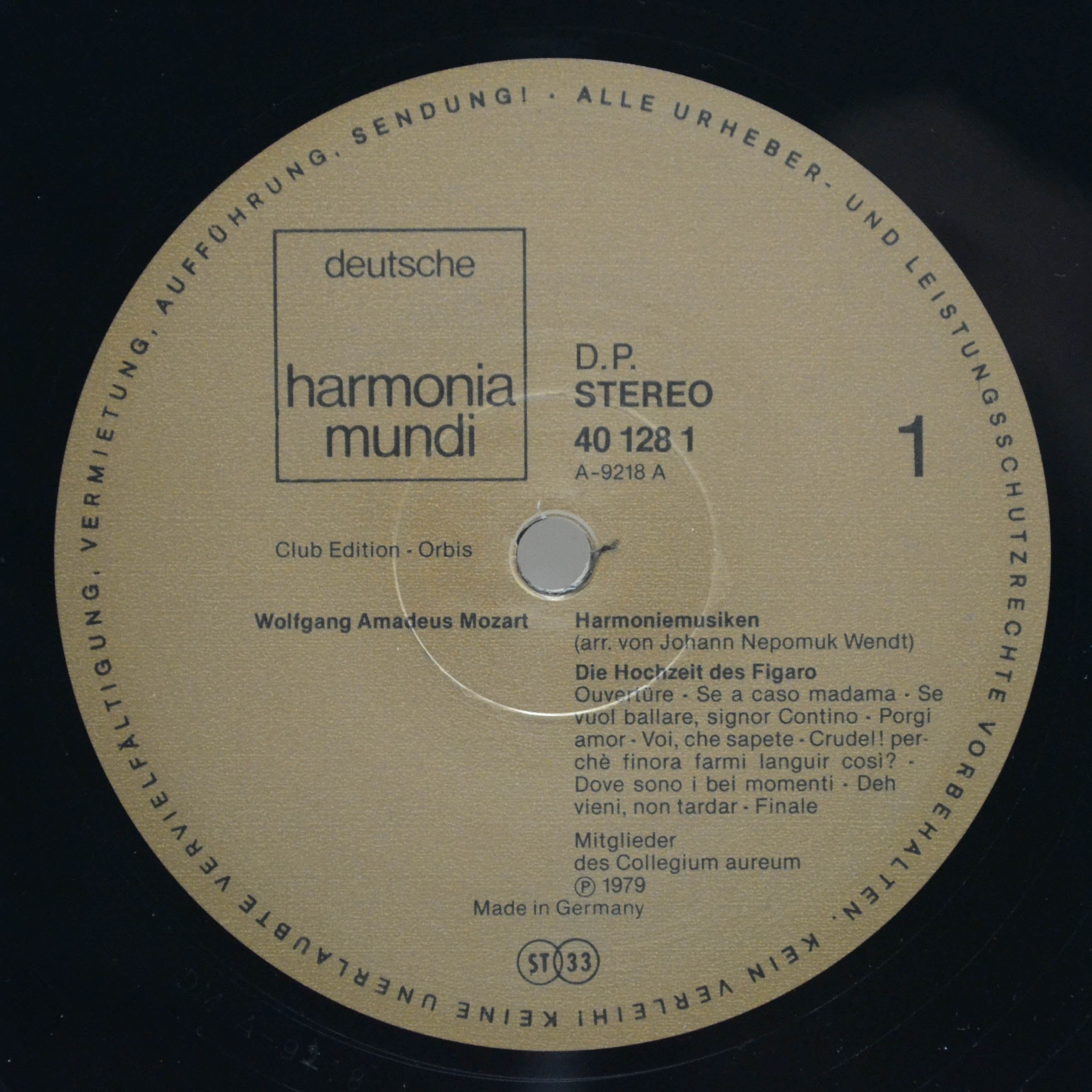 Wolfgang Amadeus Mozart, Mitglieder Des Collegium Aureum — Harmoniemusiken, 1979