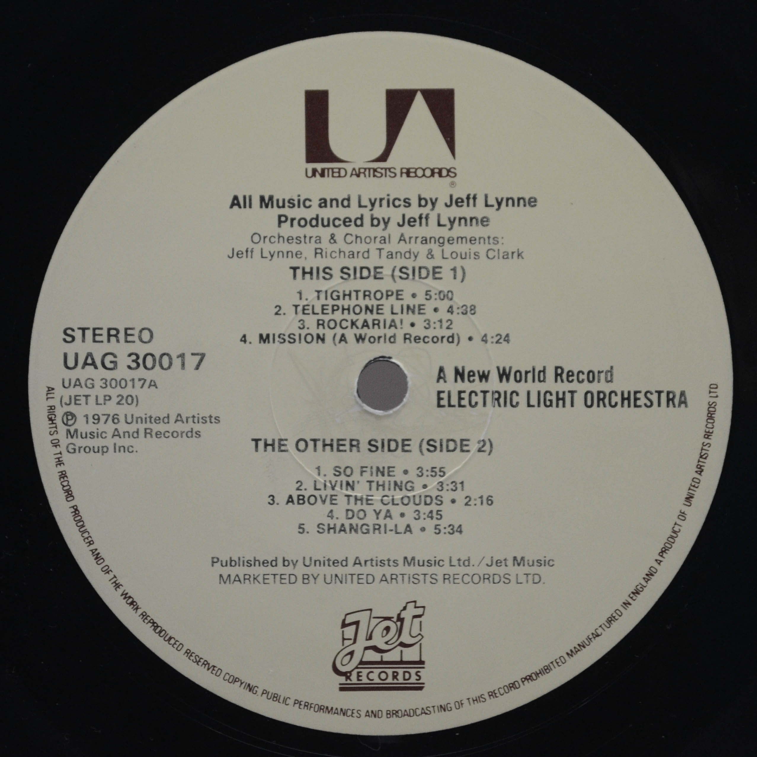 Electric Light Orchestra — A New World Record (1-st, UK), 1976