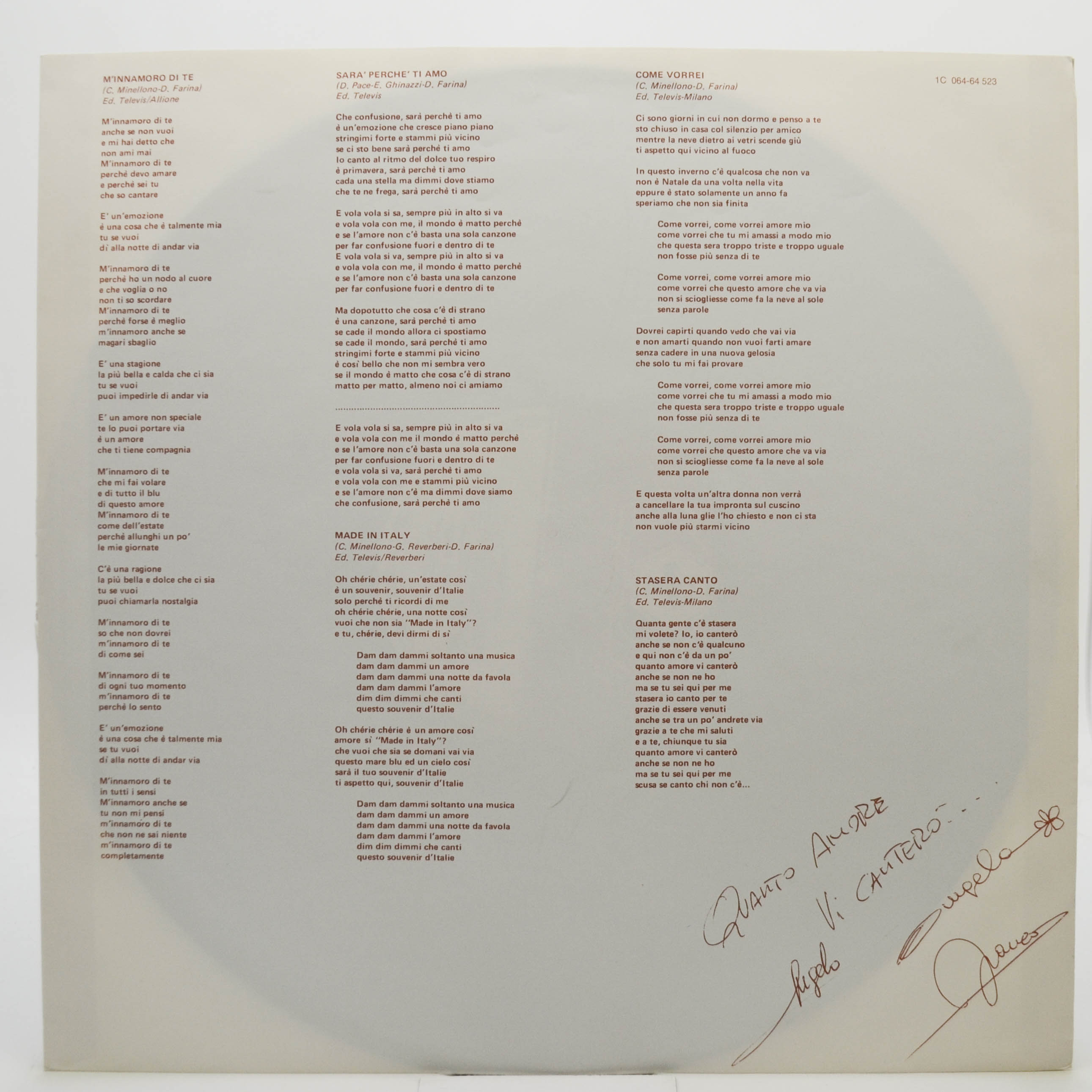 Ricchi E Poveri — ...E Penso A Te, 1981