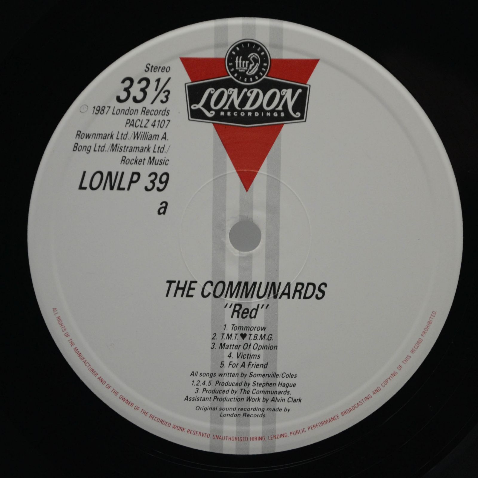 Communards — Red (1-st, UK), 1987