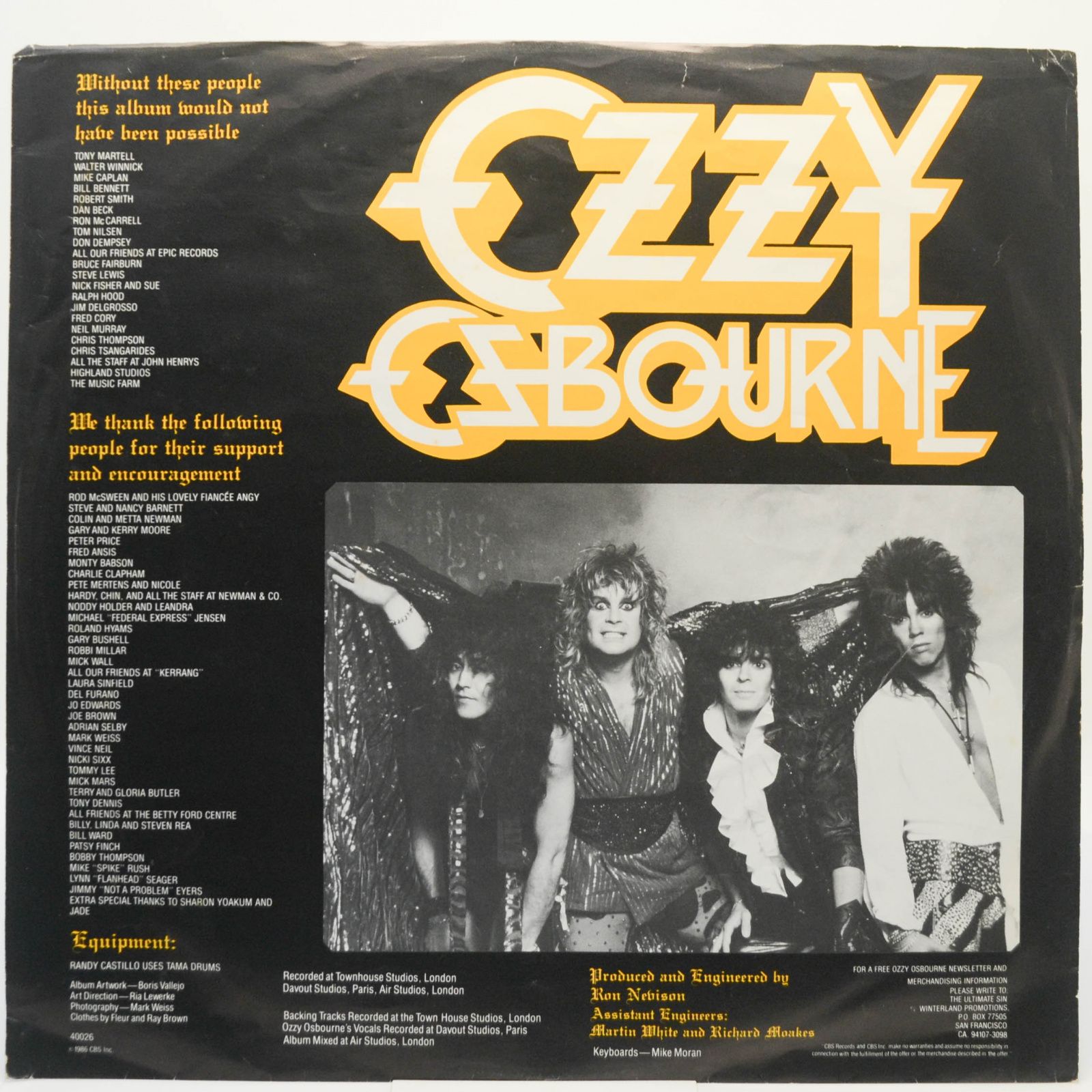 Ozzy Osbourne — The Ultimate Sin (USA), 1986