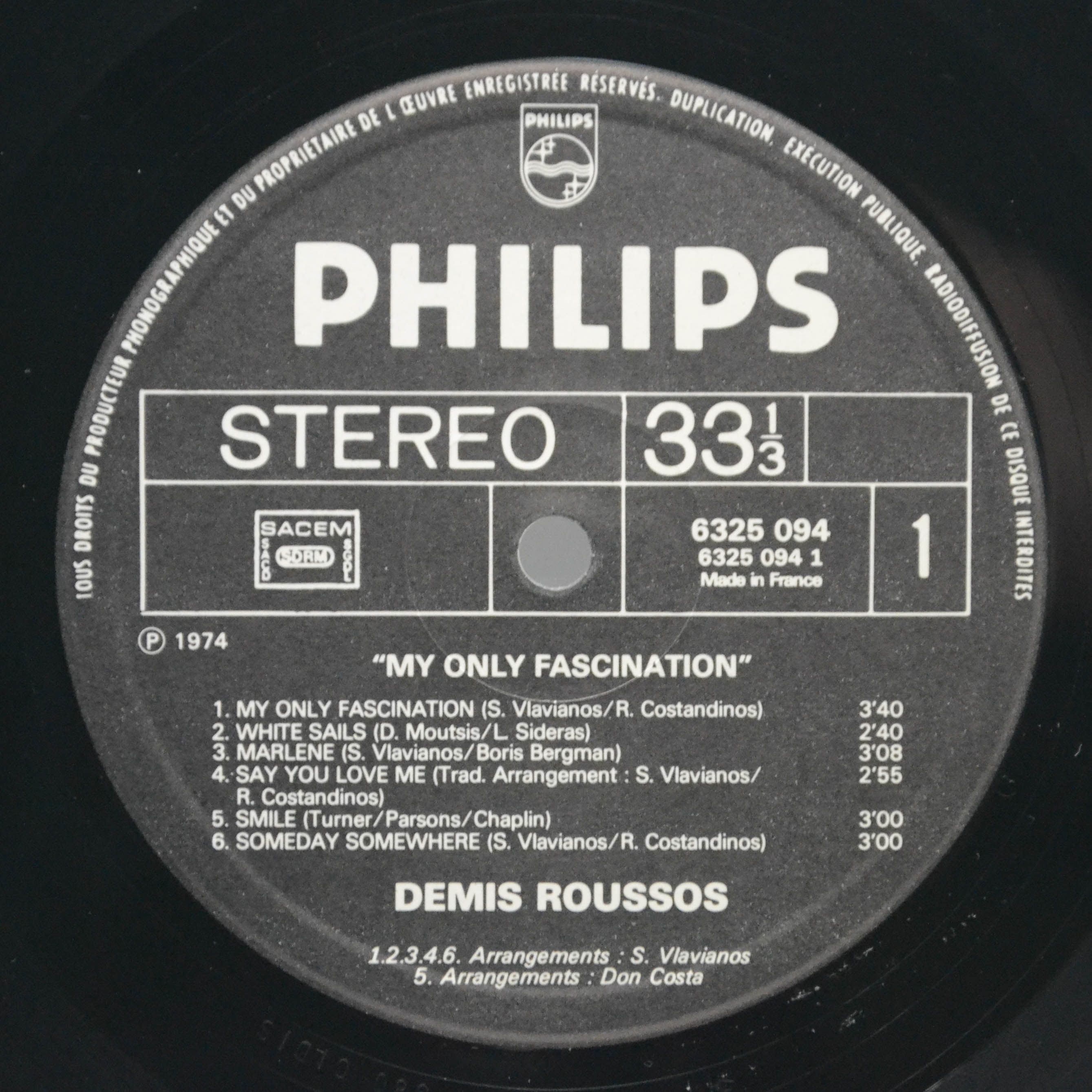 Demis Roussos — My Only Fascination (1-st, France), 1974