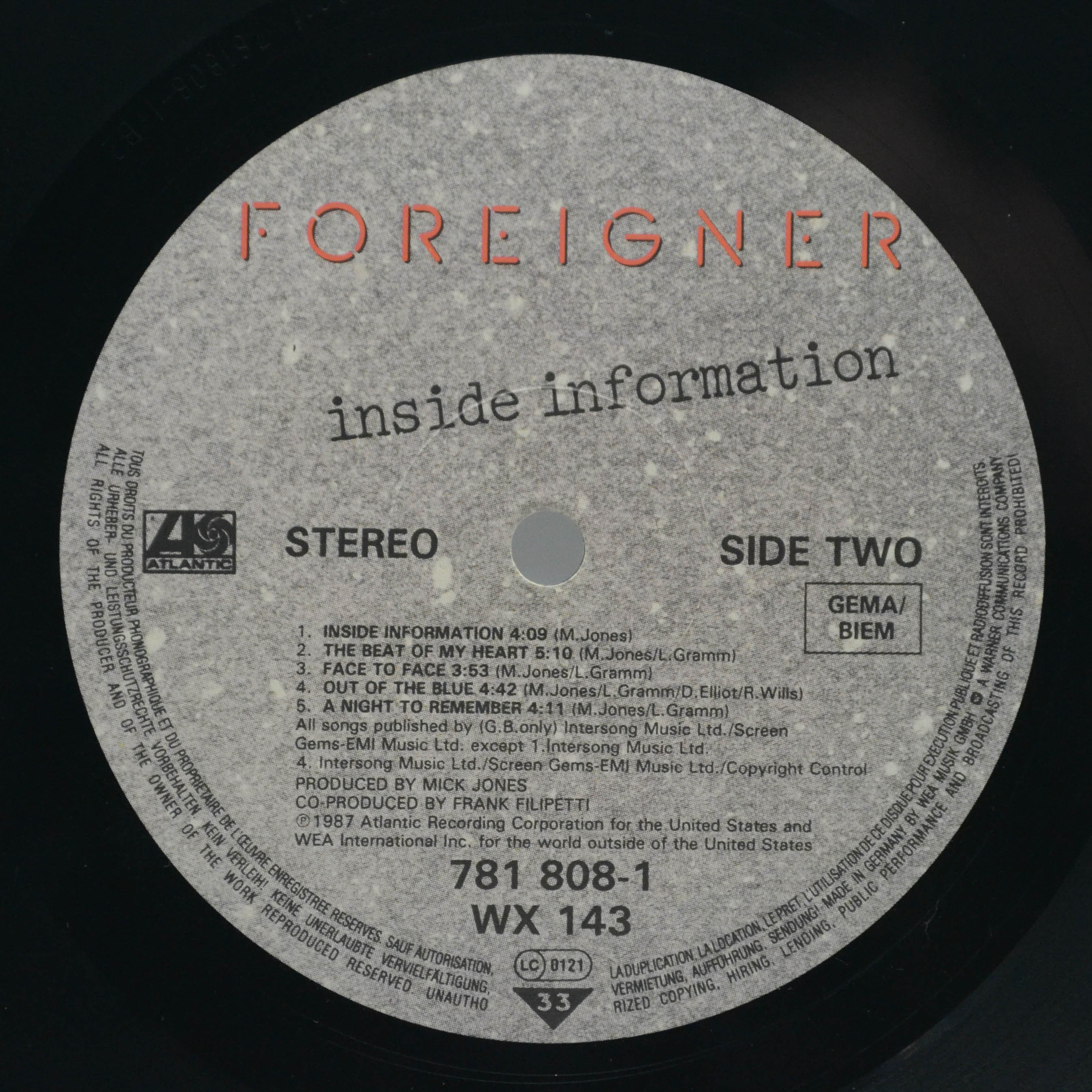 Foreigner — Inside Information, 1987