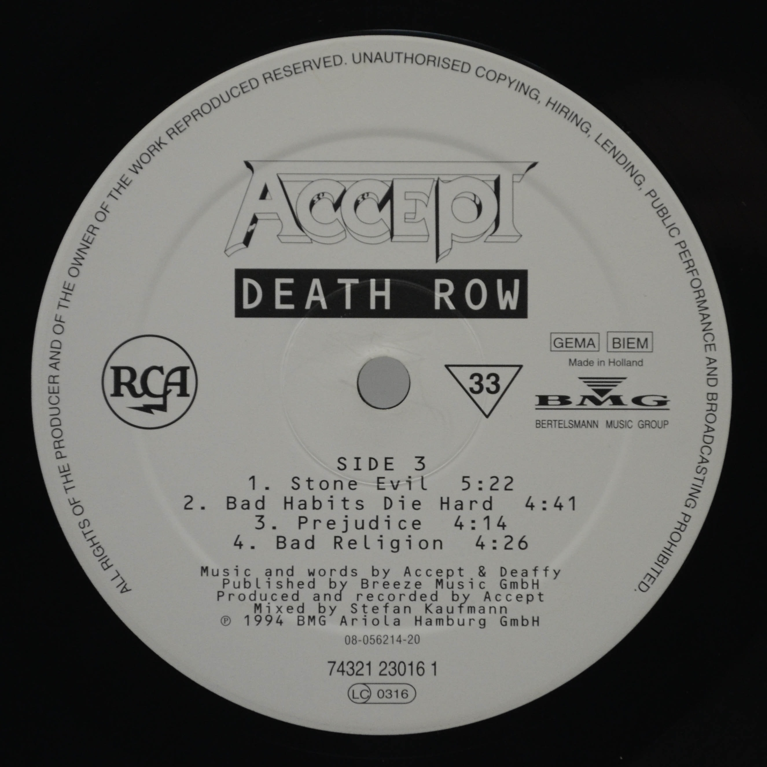 Accept — Death Row (2LP), 1994