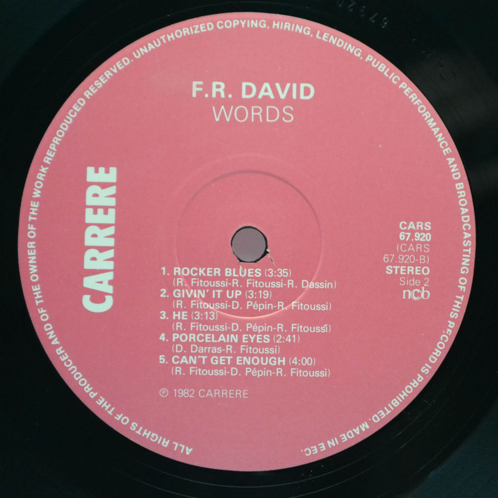 F.R. David — Words, 1982