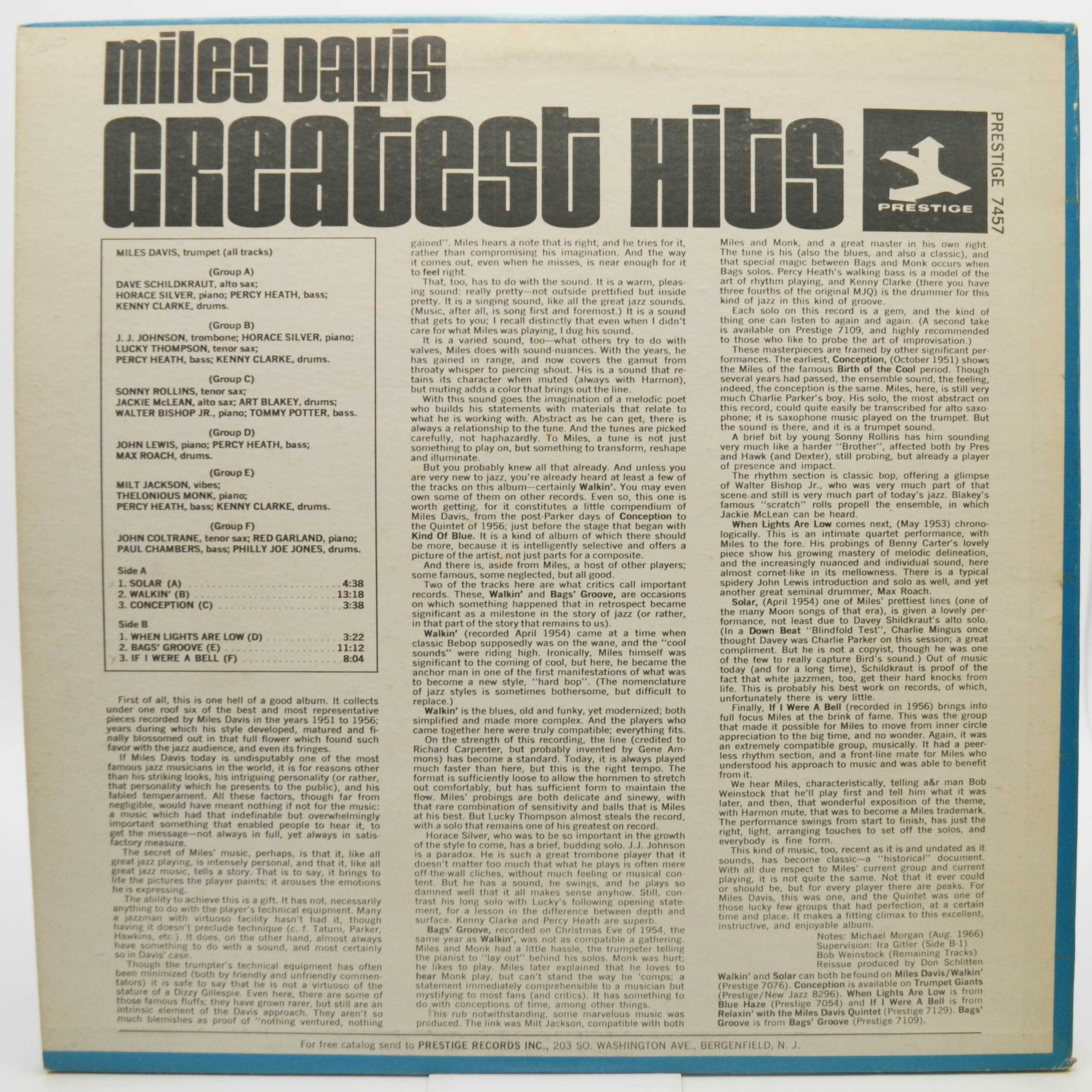 Miles Davis — Greatest Hits (1-st, USA), 1967