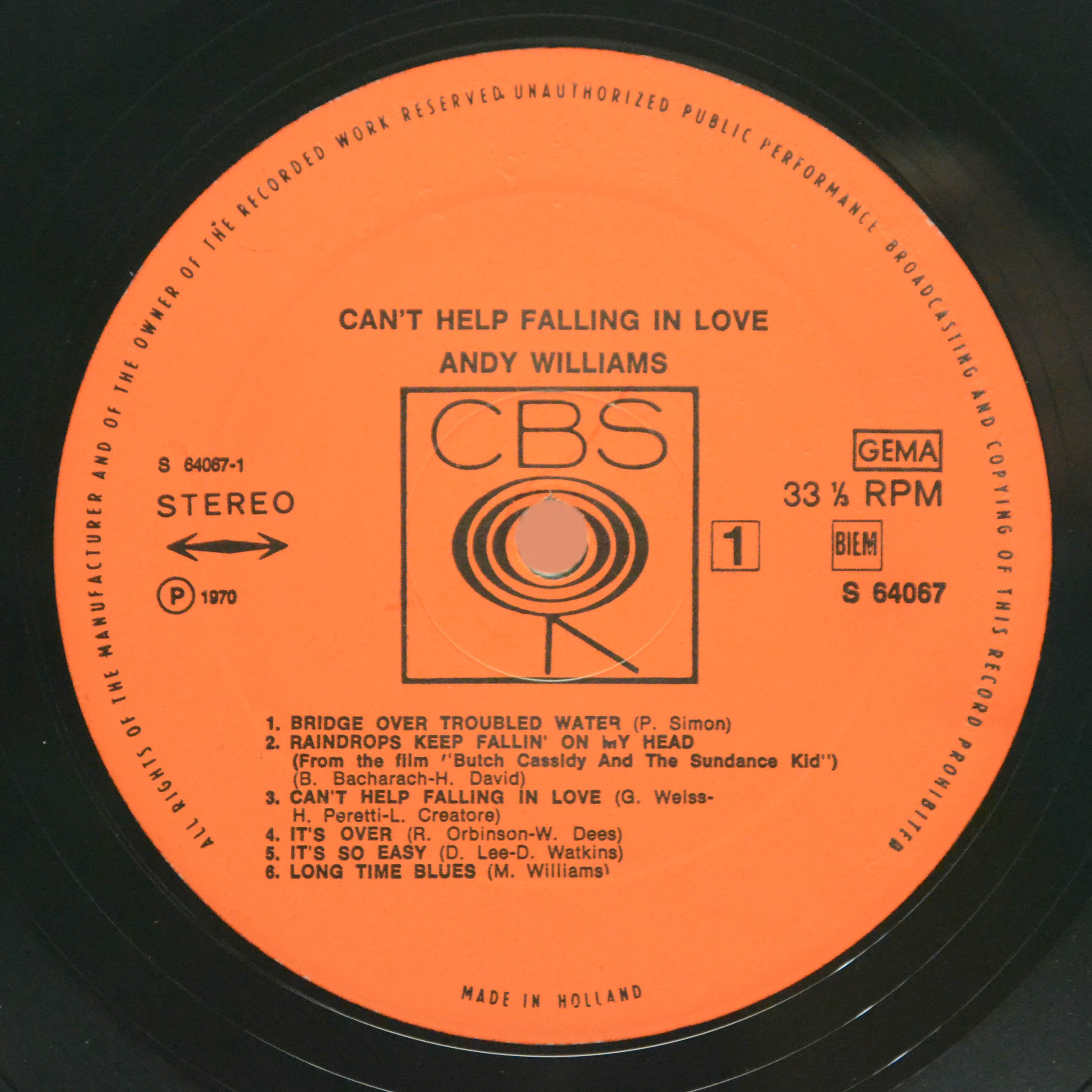 Andy Williams — Can't Help Falling In Love, 1970