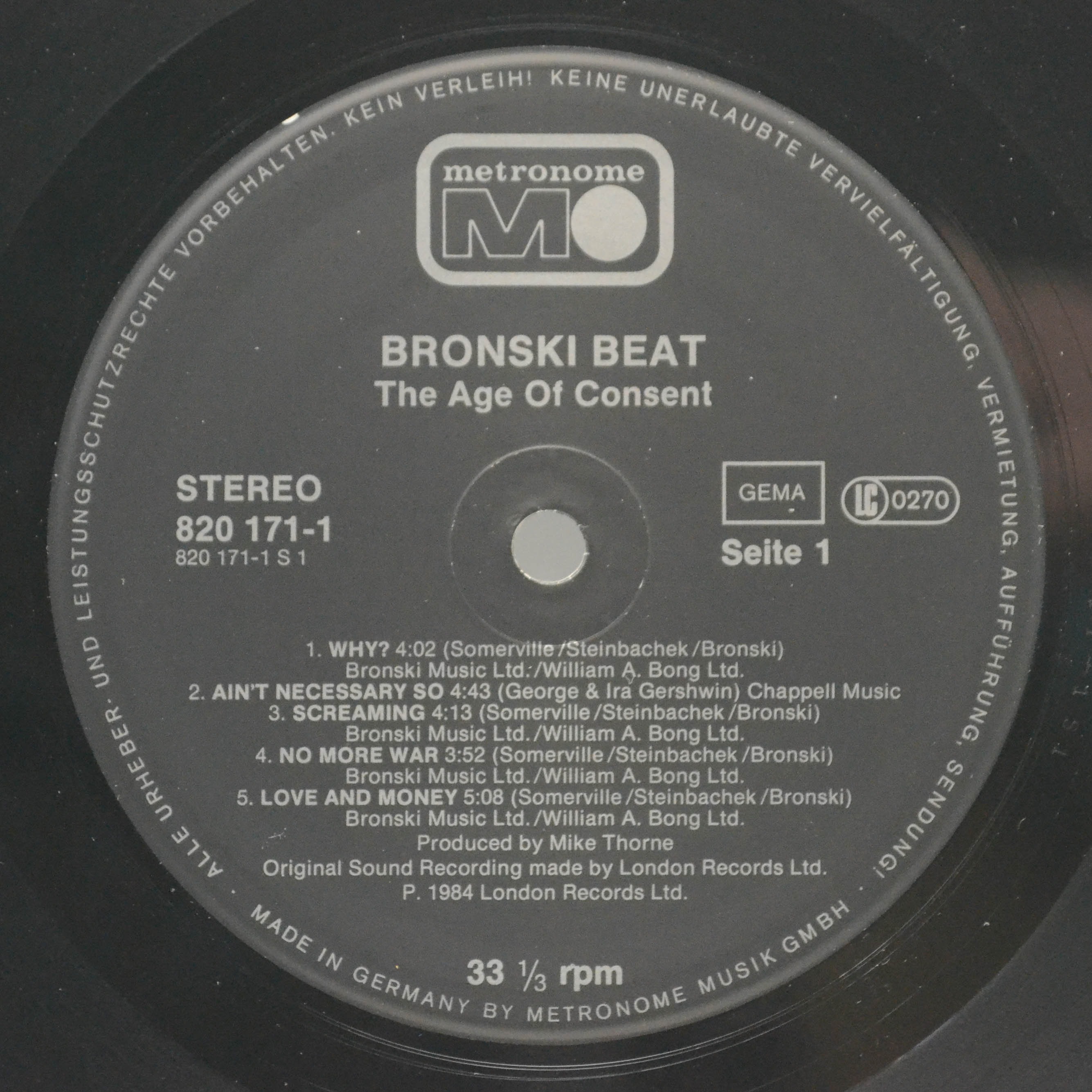 Bronski Beat — The Age Of Consent, 1984