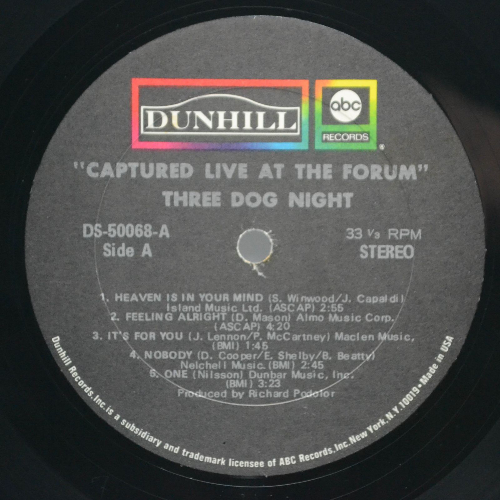Three Dog Night — Captured Live At The Forum (1-st, USA), 1969
